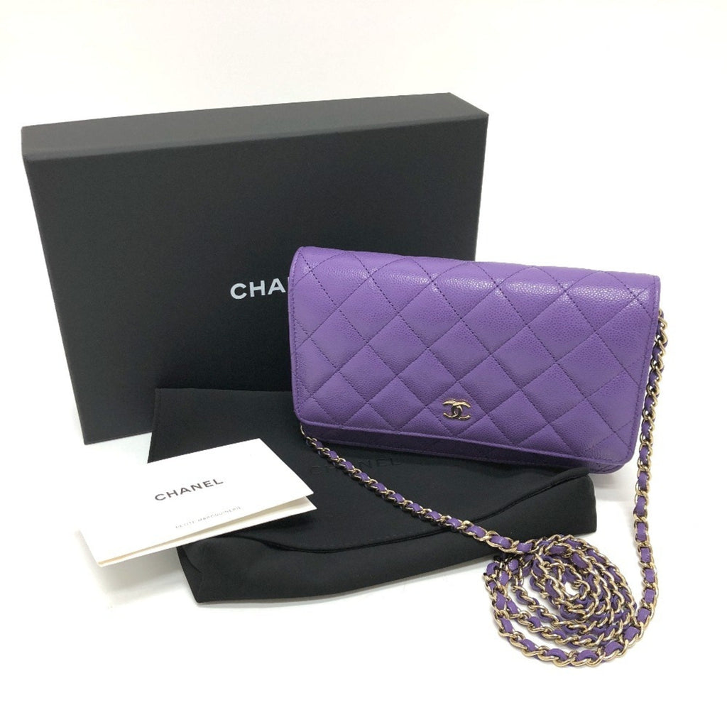 Chanel Matelasse Purple Caviar Leather Shoulder Bag