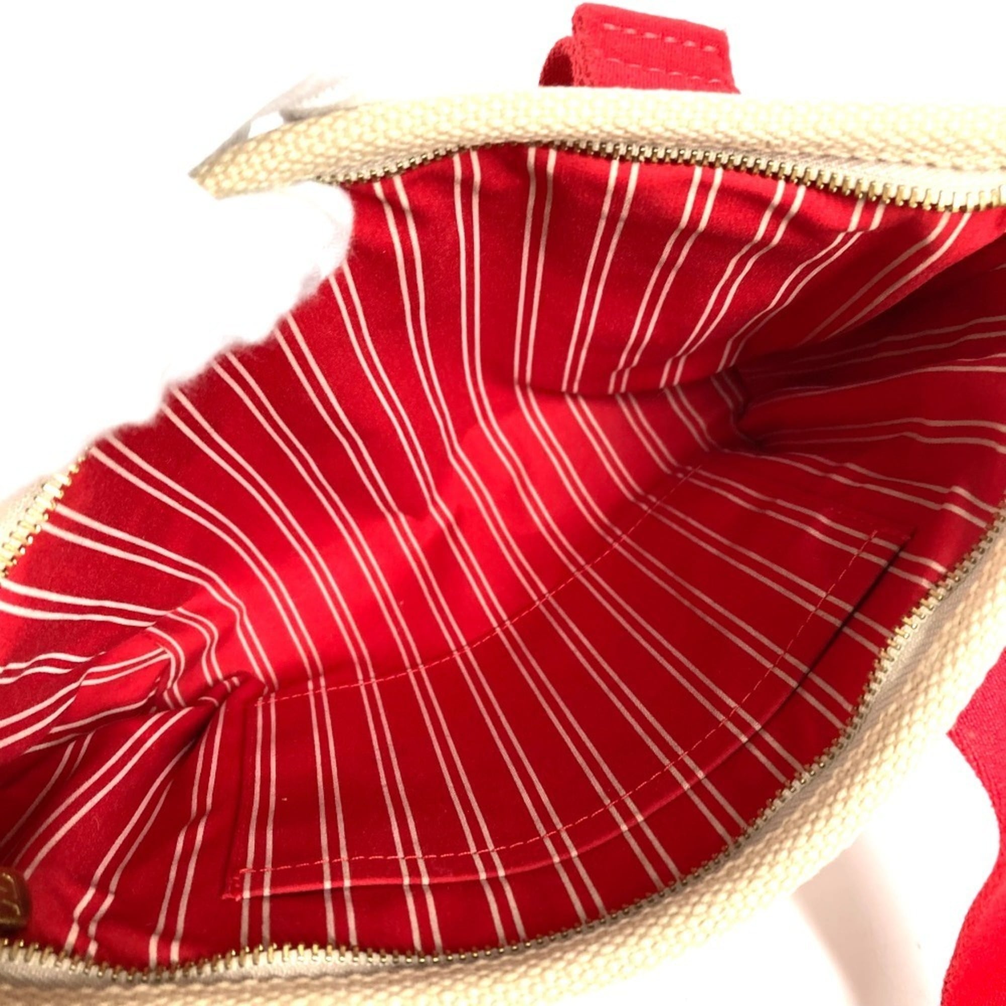Louis Vuitton Beige Red Color Canvas Handbag Tote Bag