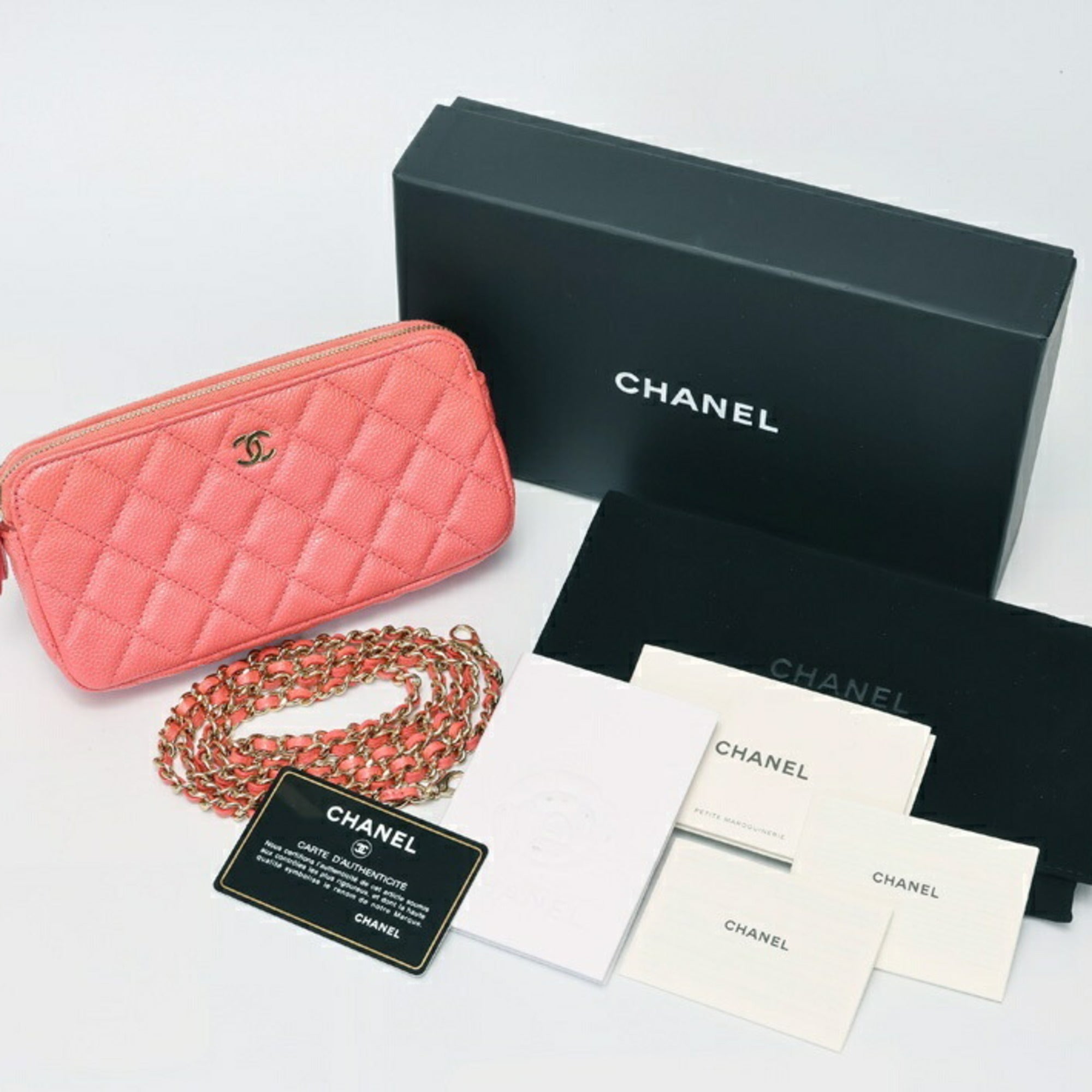 Chanel Pink Grained Calfskin Shoulder Bag