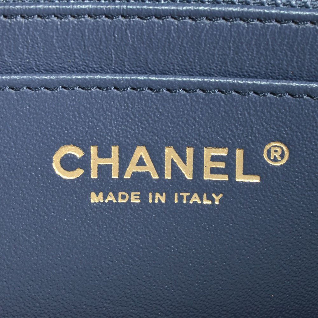 Chanel Blue Grained Calfskin Shoulder Bag