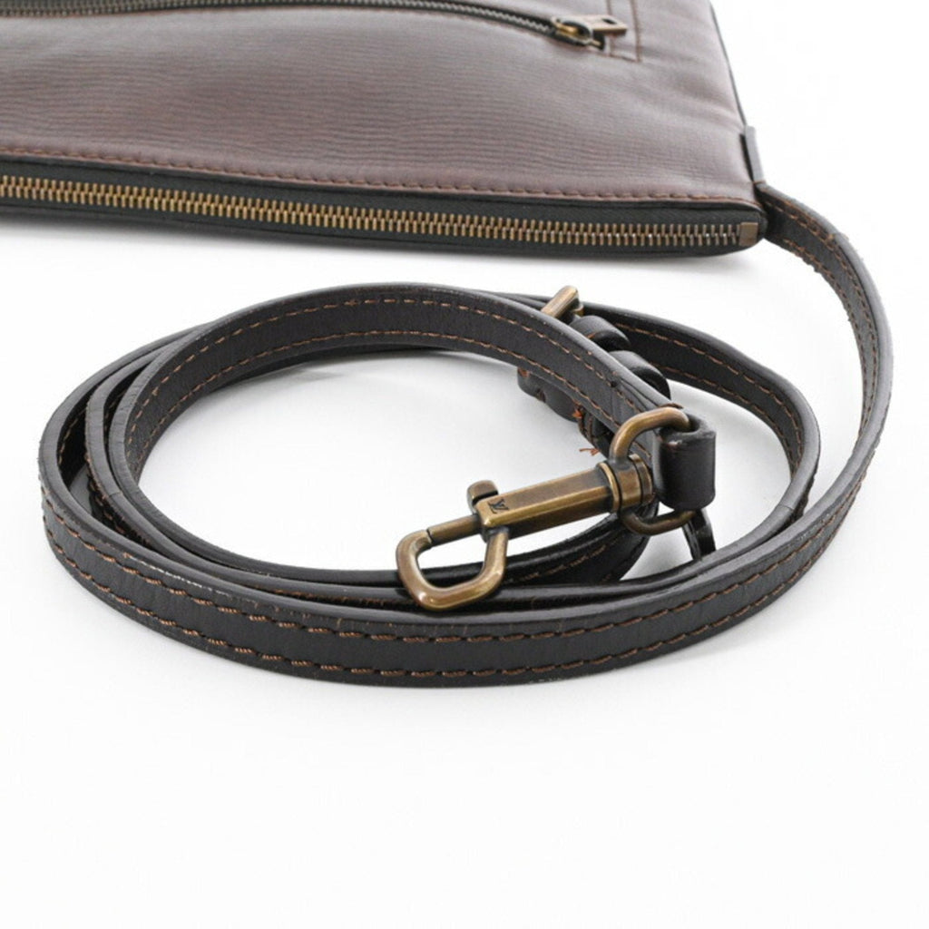 Louis Vuitton Dark Brown Leather Pochette Shoulder Bag