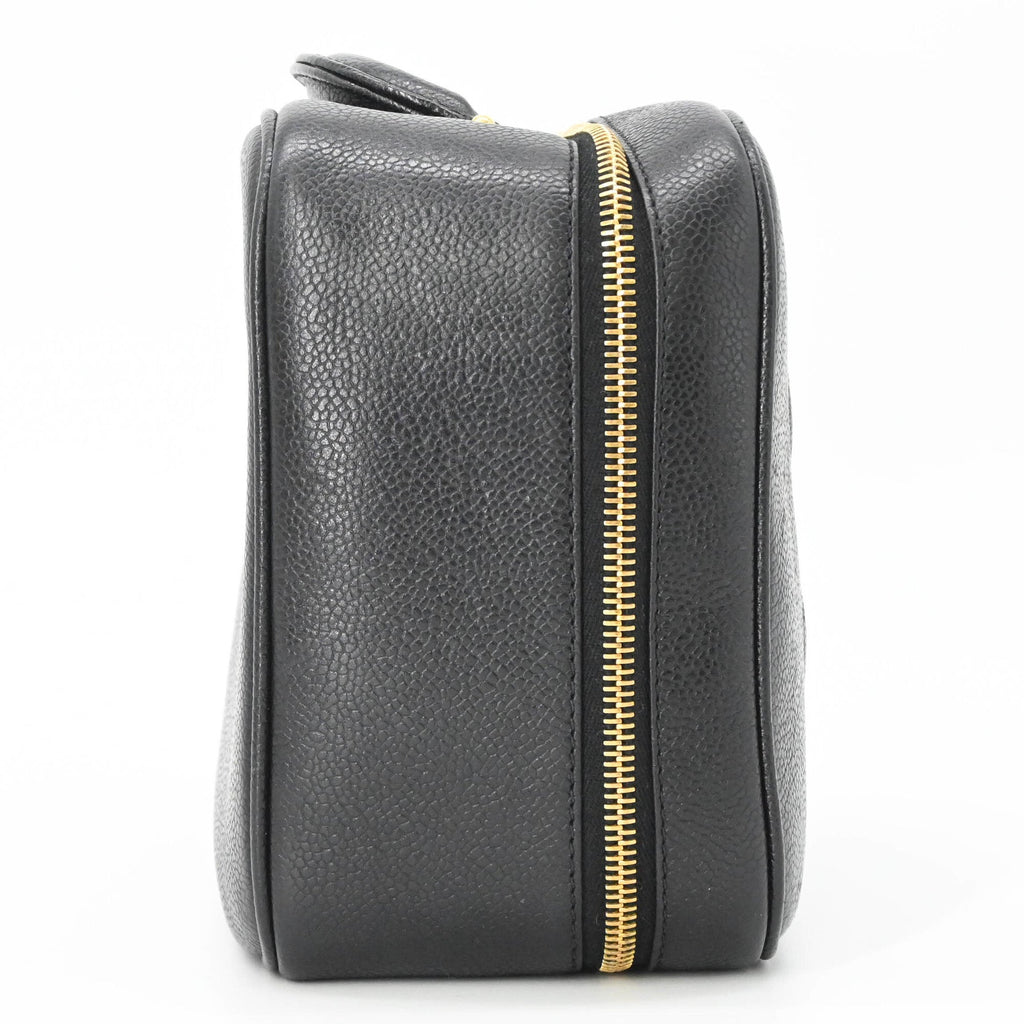 Chanel Black Leather Handbag Vanity Bag