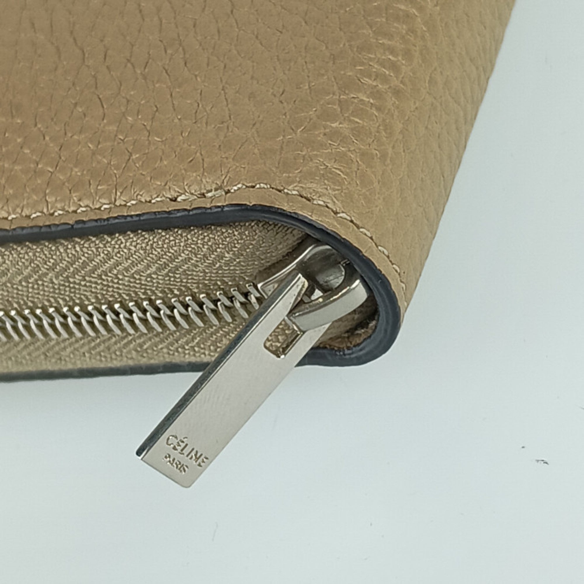 Celine Beige Leather Long Wallet (Bi-Fold)