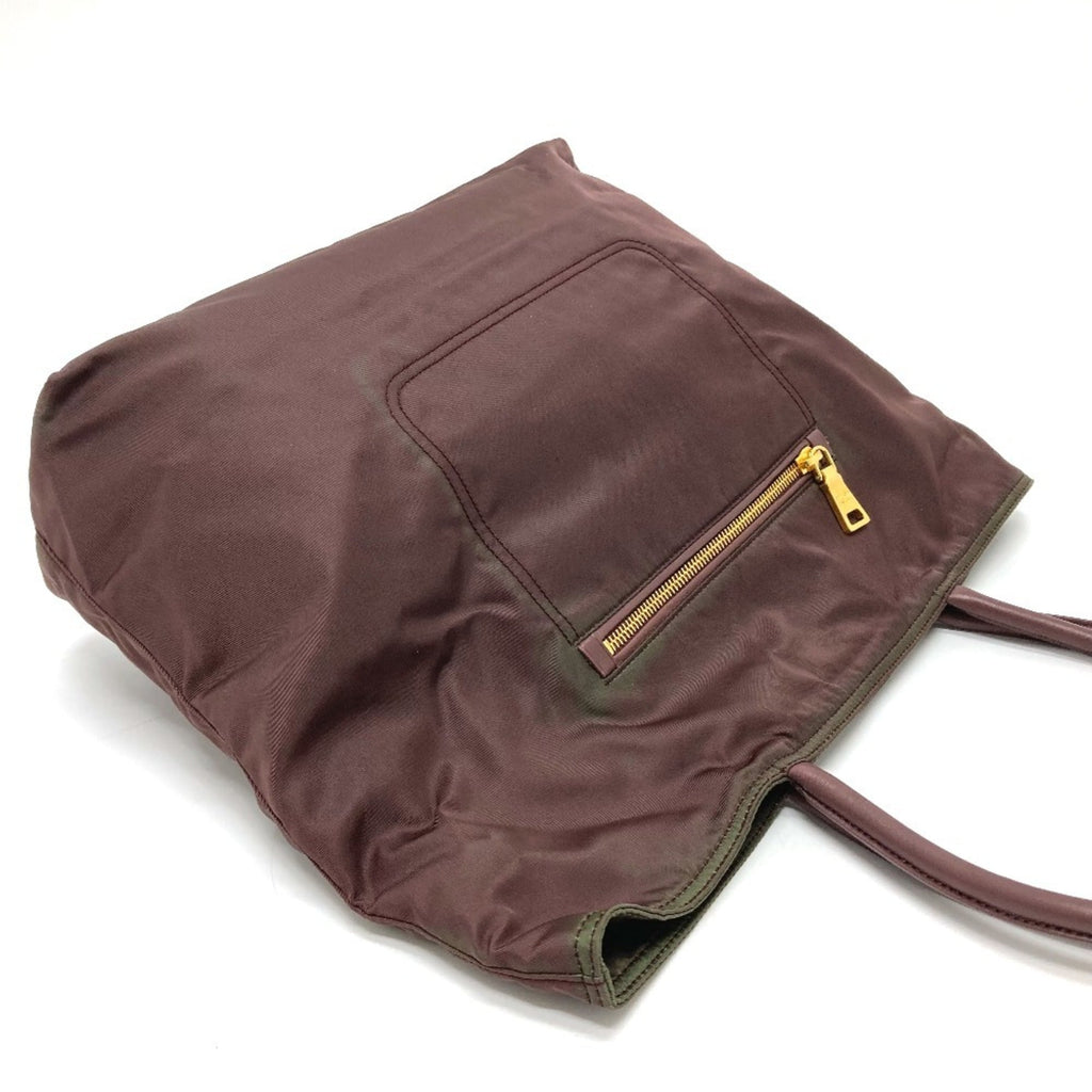Prada Purple Leather Nylon Handbag Shoulder Bag Tote Bag