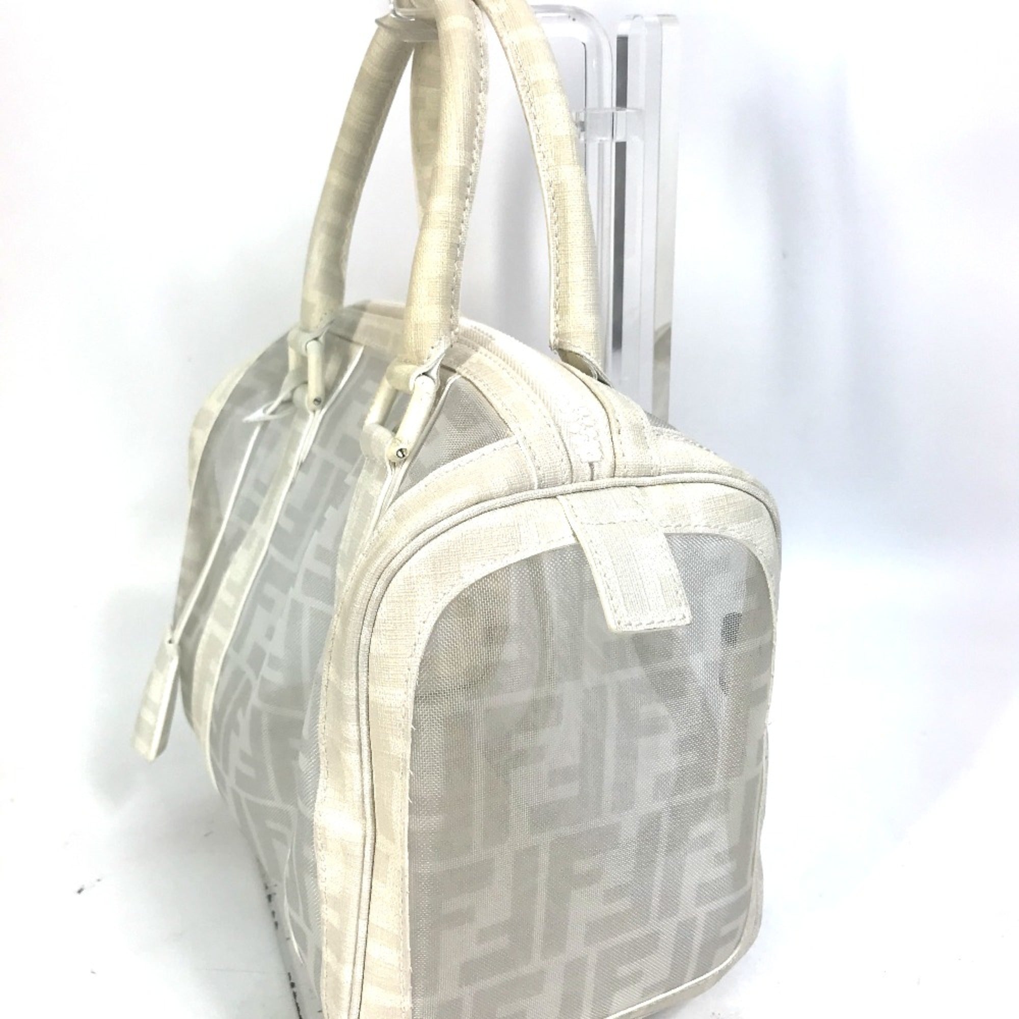 Fendi White Leather Boston Bag