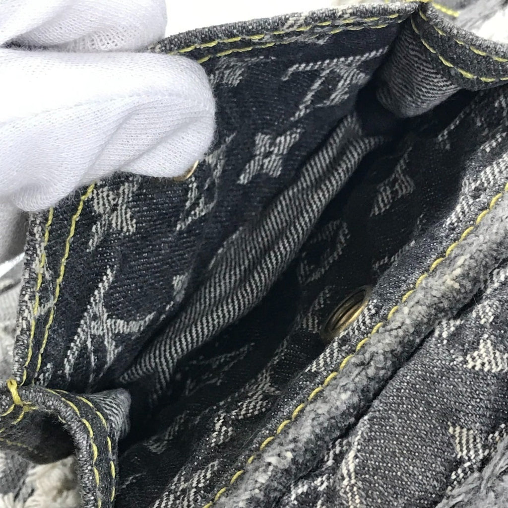 Louis Vuitton Black Gray Monogram Denim Shoulder Bag