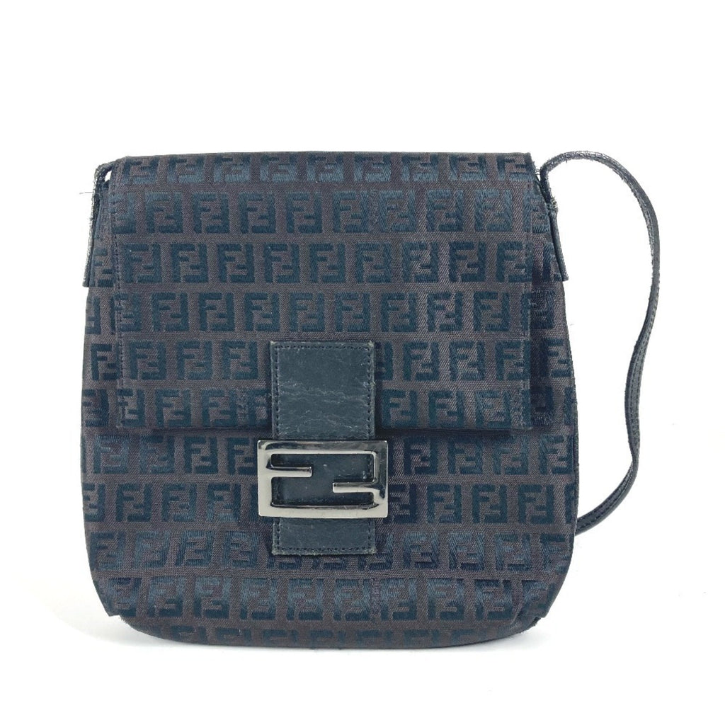 Fendi Black Canvas Leather Pochette Shoulder Bag