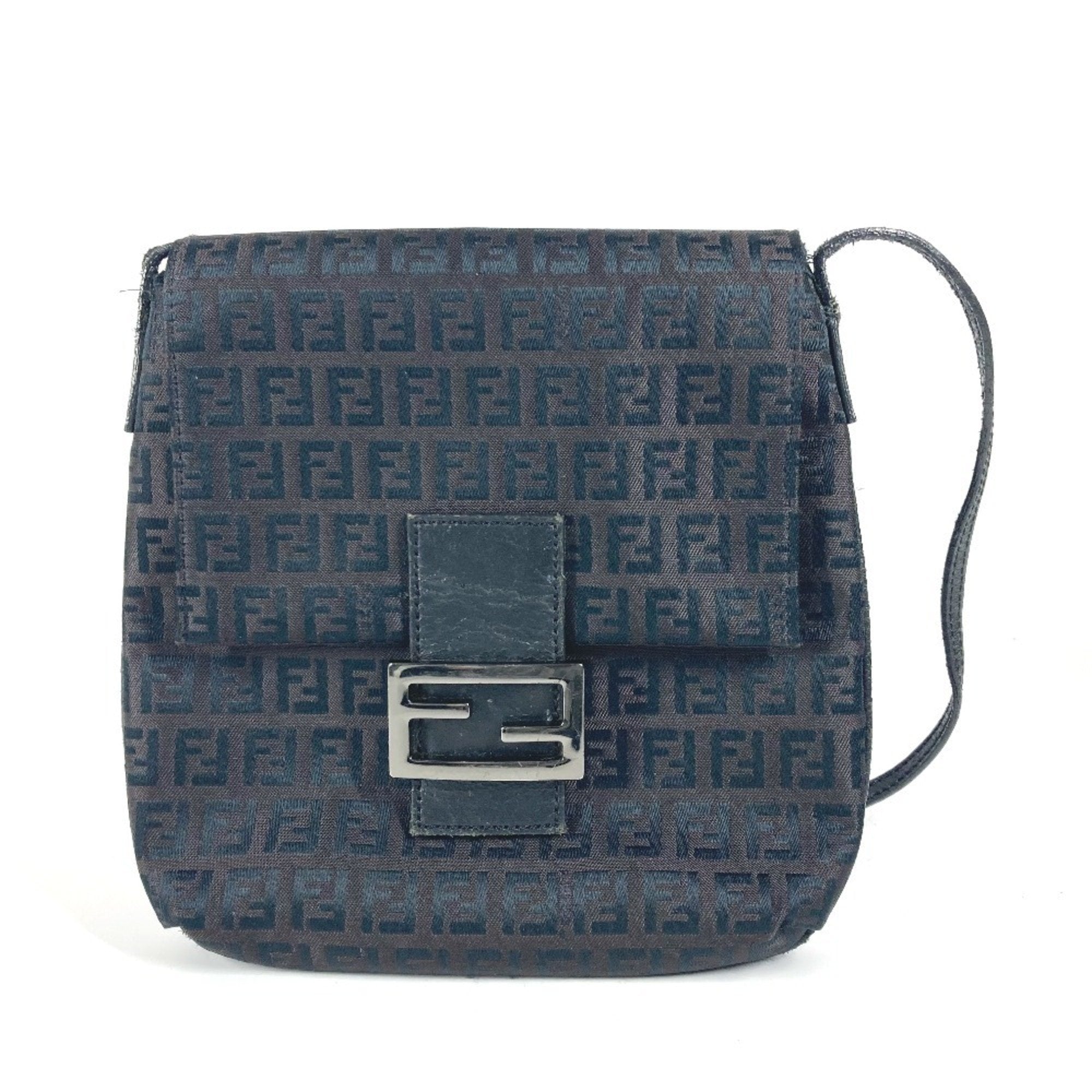 Fendi Black Canvas Leather Pochette Shoulder Bag