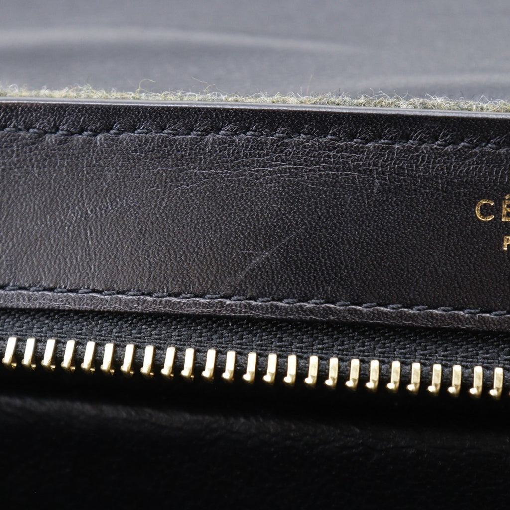 Celine Trapeze Black Gray Felt Leather Handbag