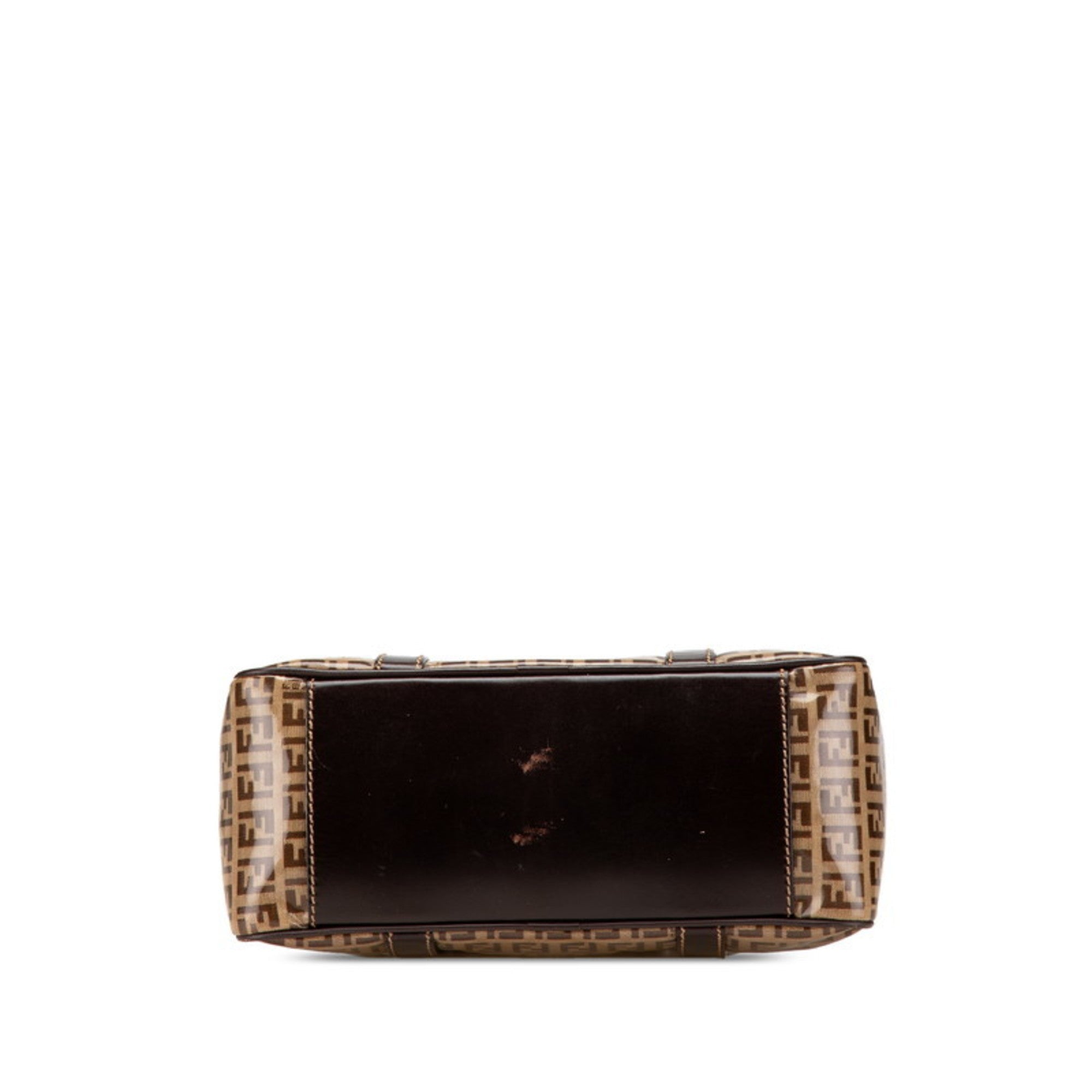 Fendi Brown Leather Canvas Handbag