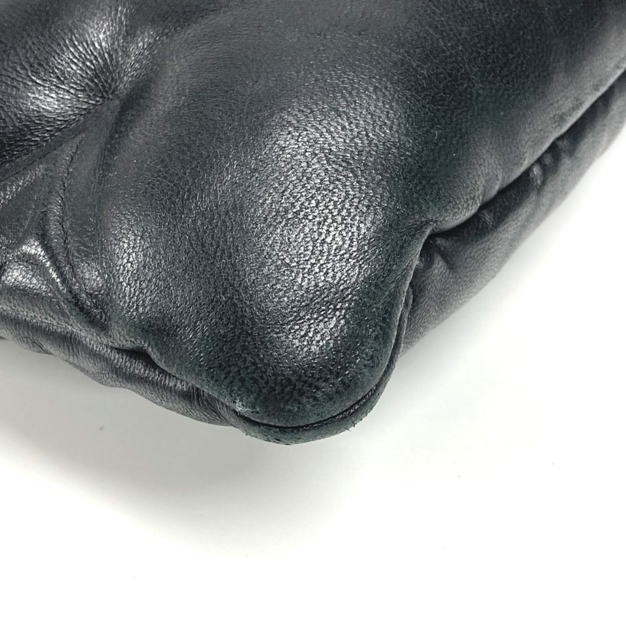 Louis Vuitton Black Noir Leather Clutch Bag Pochette Pouch