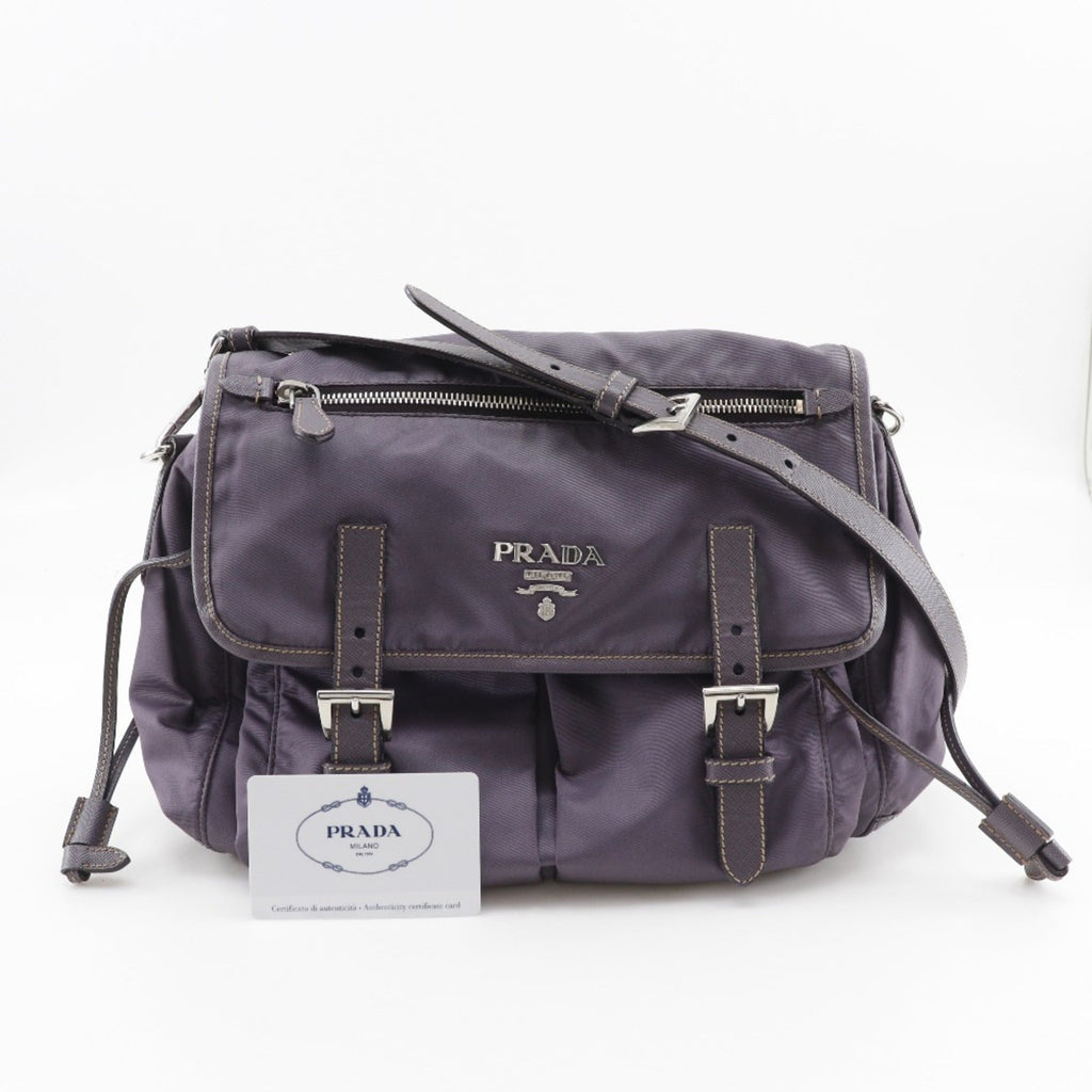 Prada Purple Nylon Leather Shoulder Bag