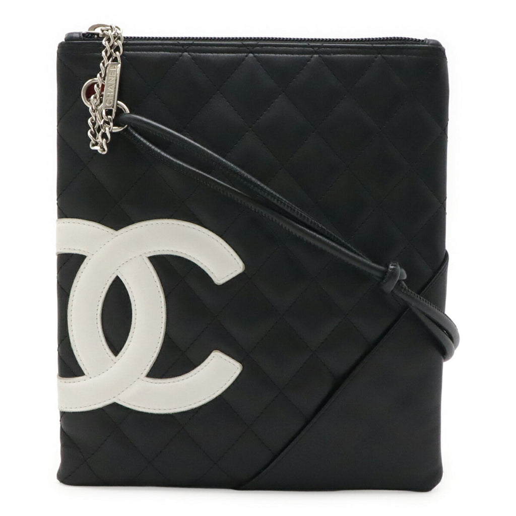 Chanel Black White Leather Shoulder Bag