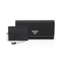 Prada Black Leather Nylon Long Wallet (Bi-Fold)