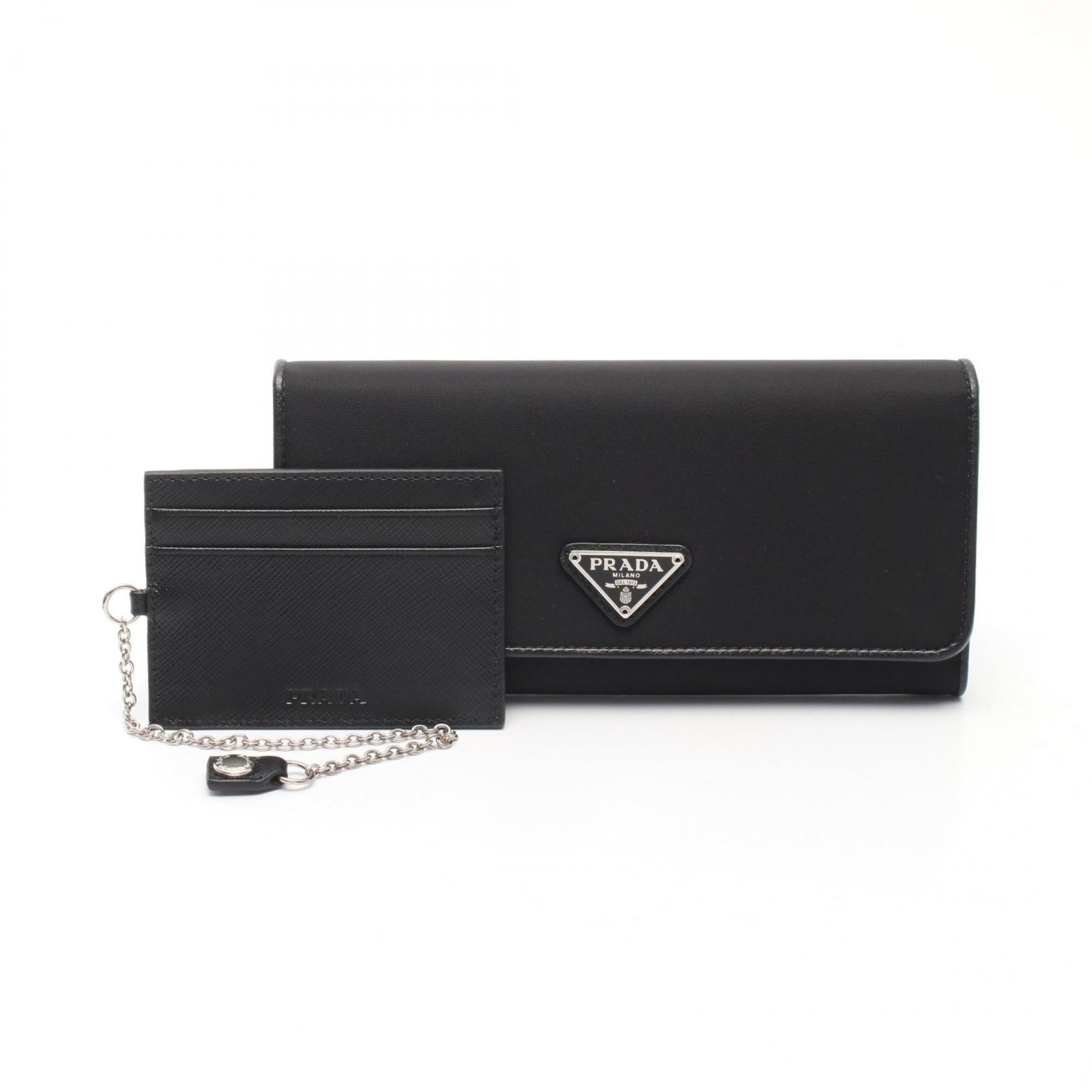 Prada Black Leather Nylon Long Wallet (Bi-Fold)