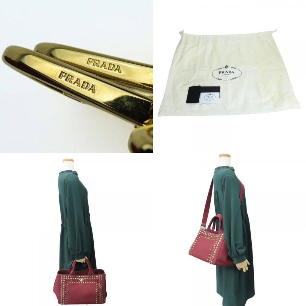 Prada Wine Canvas Tote Bag