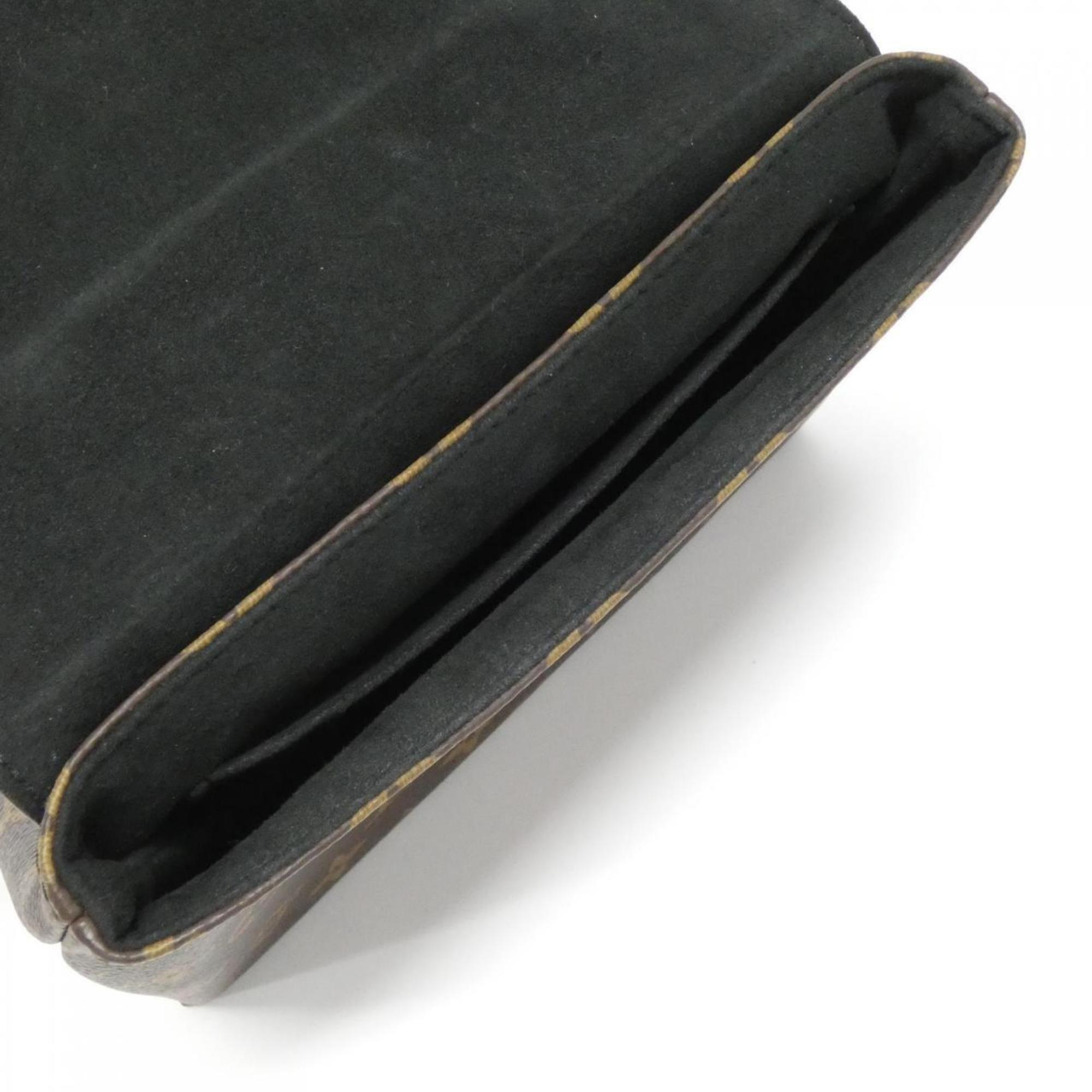 Louis Vuitton Black Marron Coated Canvas Leather Handbag