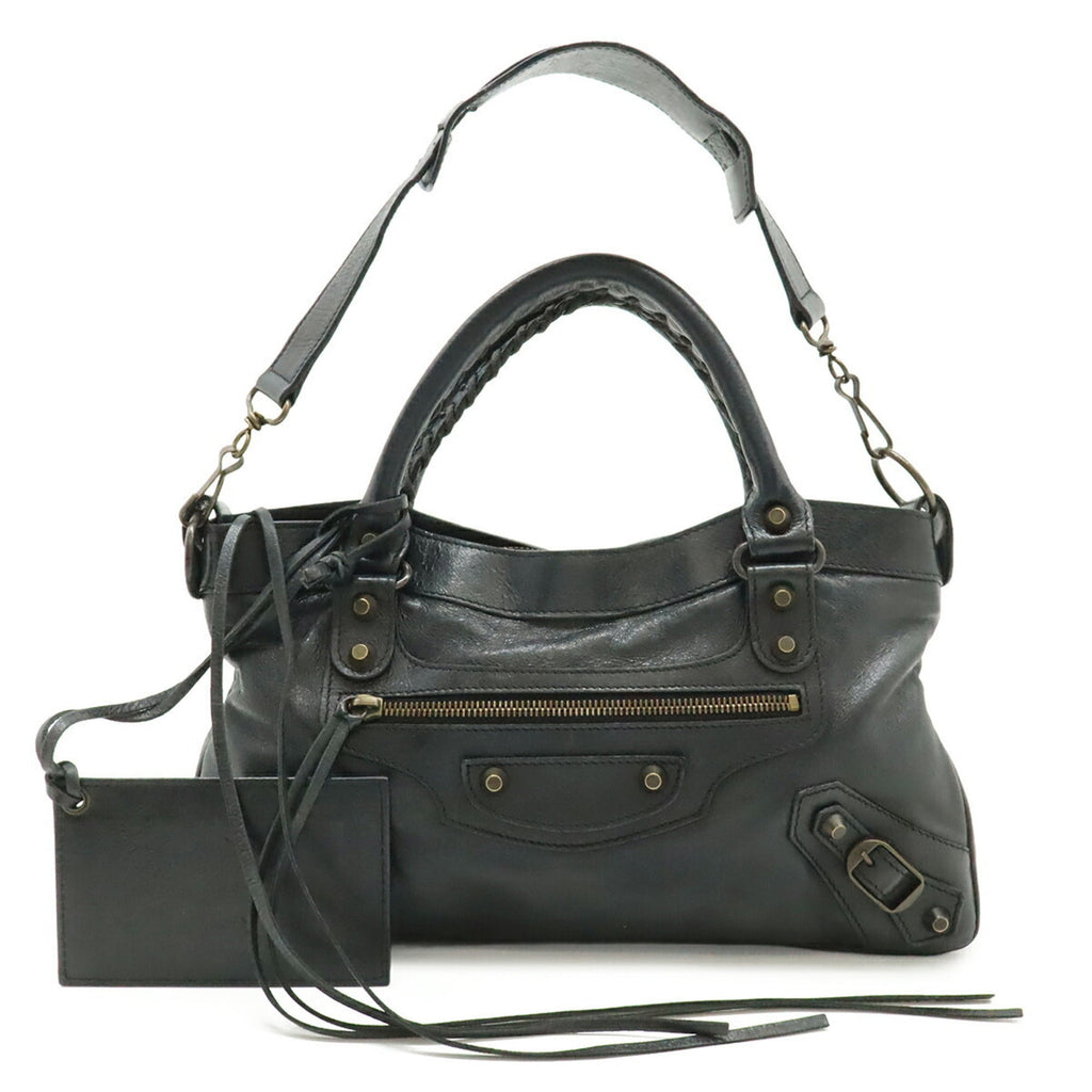Balenciaga Black Leather Handbag Shoulder