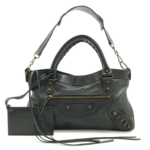 Balenciaga Black Leather Handbag Shoulder