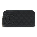 Chanel Black Pink Leather Long Wallet (Bi-Fold)