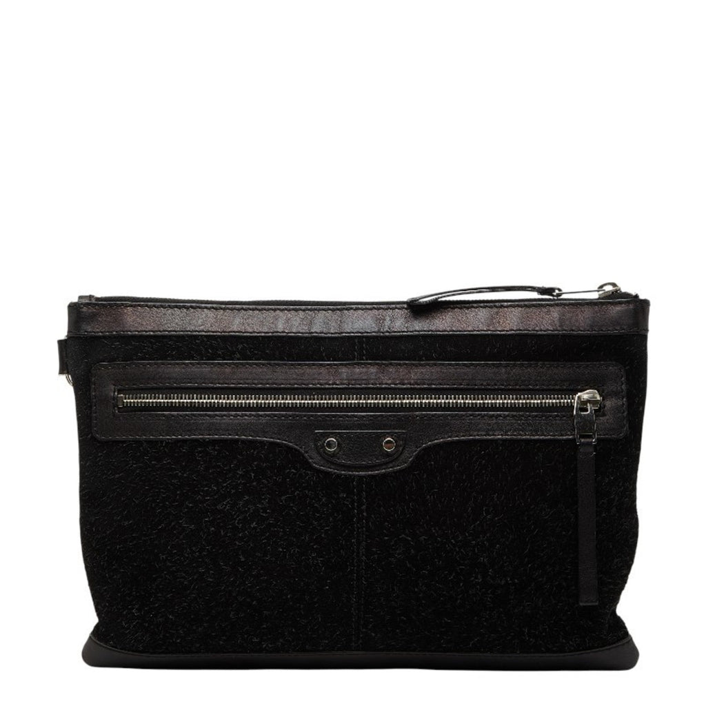 Balenciaga Black Suede Leather Clutch