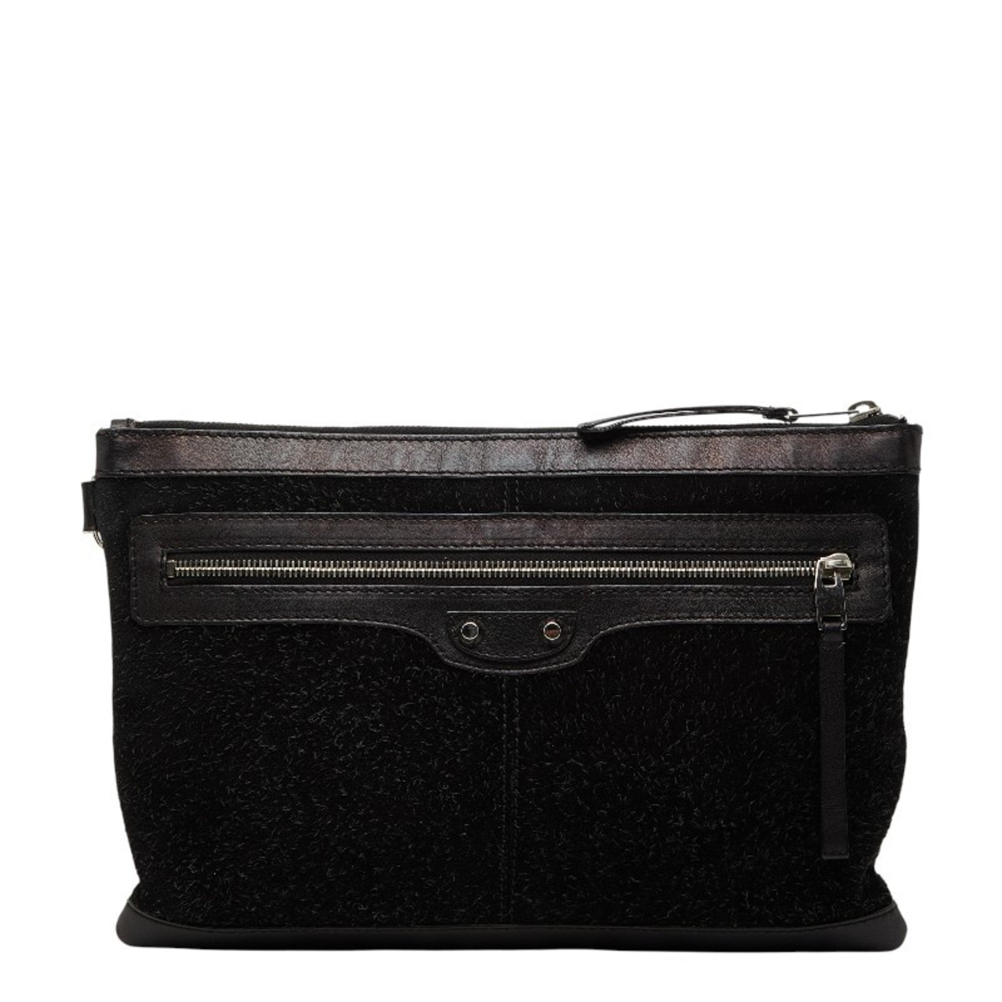 Balenciaga Black Suede Leather Clutch