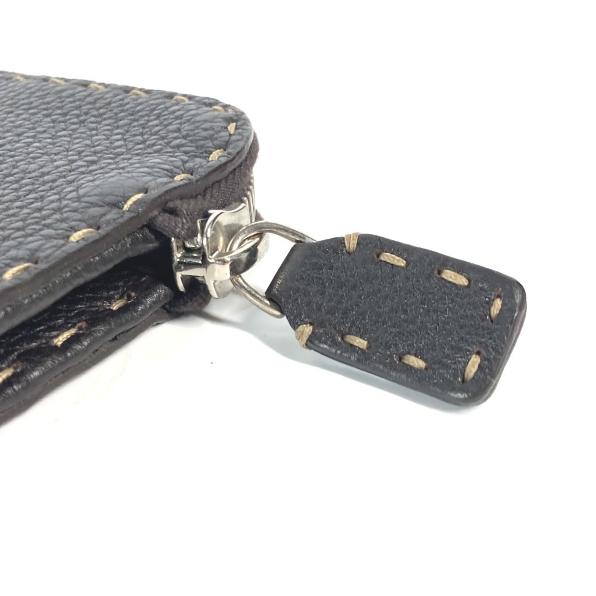 Fendi Dark Brown Leather Clutch Bag Pouch