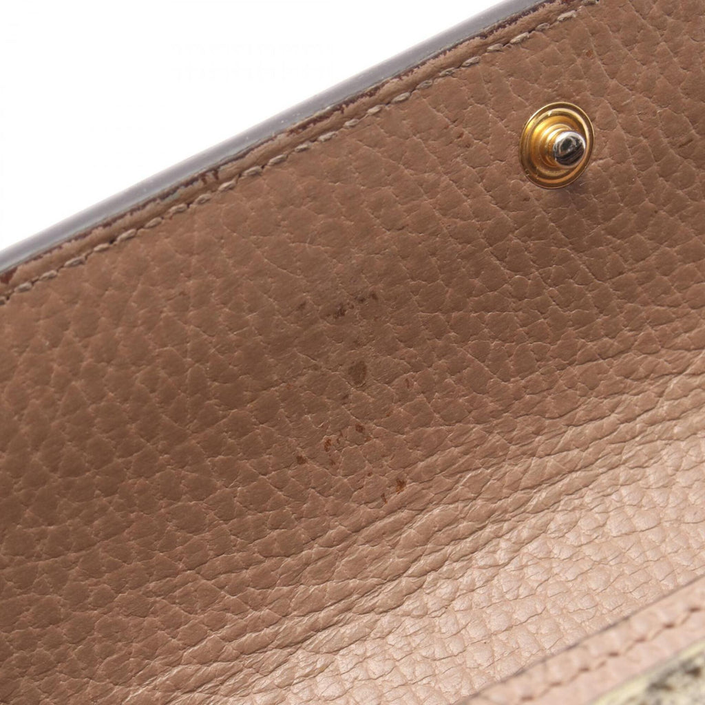 Gucci Beige Brown Pink Leather Pvc Long Wallet (Bi-Fold) (Pre-Owned)