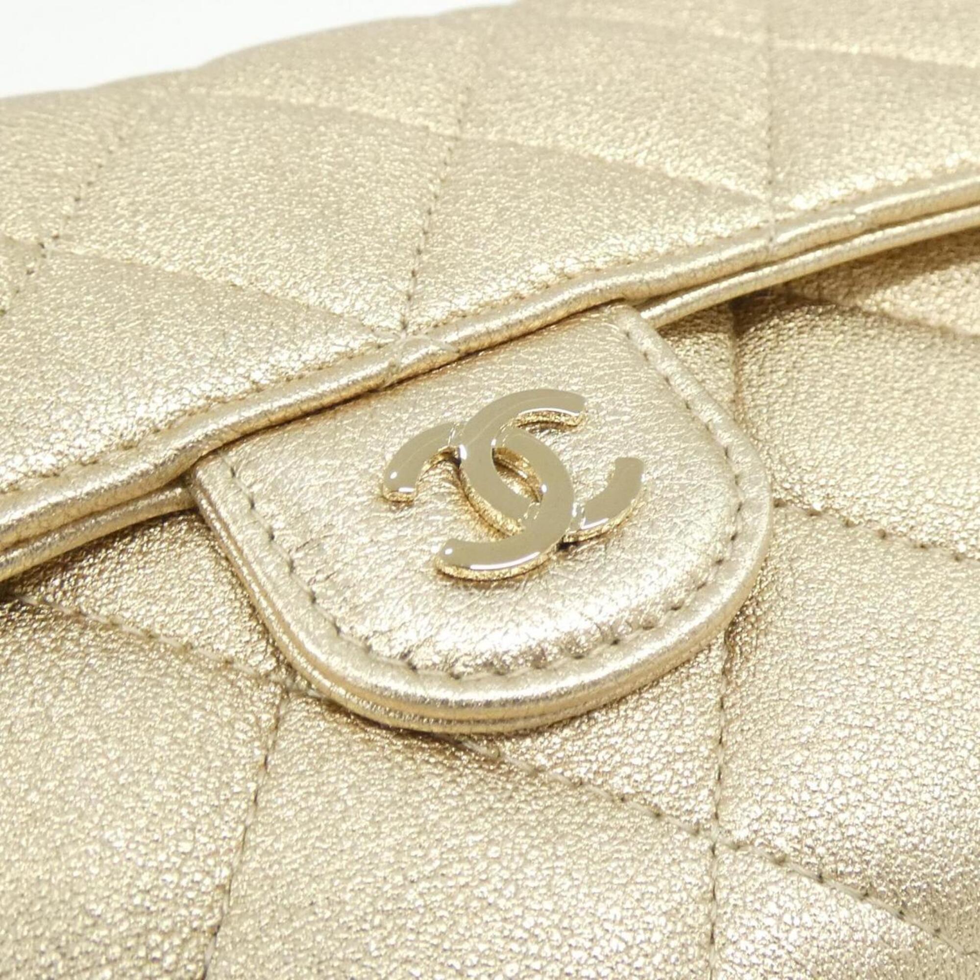 Chanel Metallic Gold Leather Long Wallet (Bi-Fold)