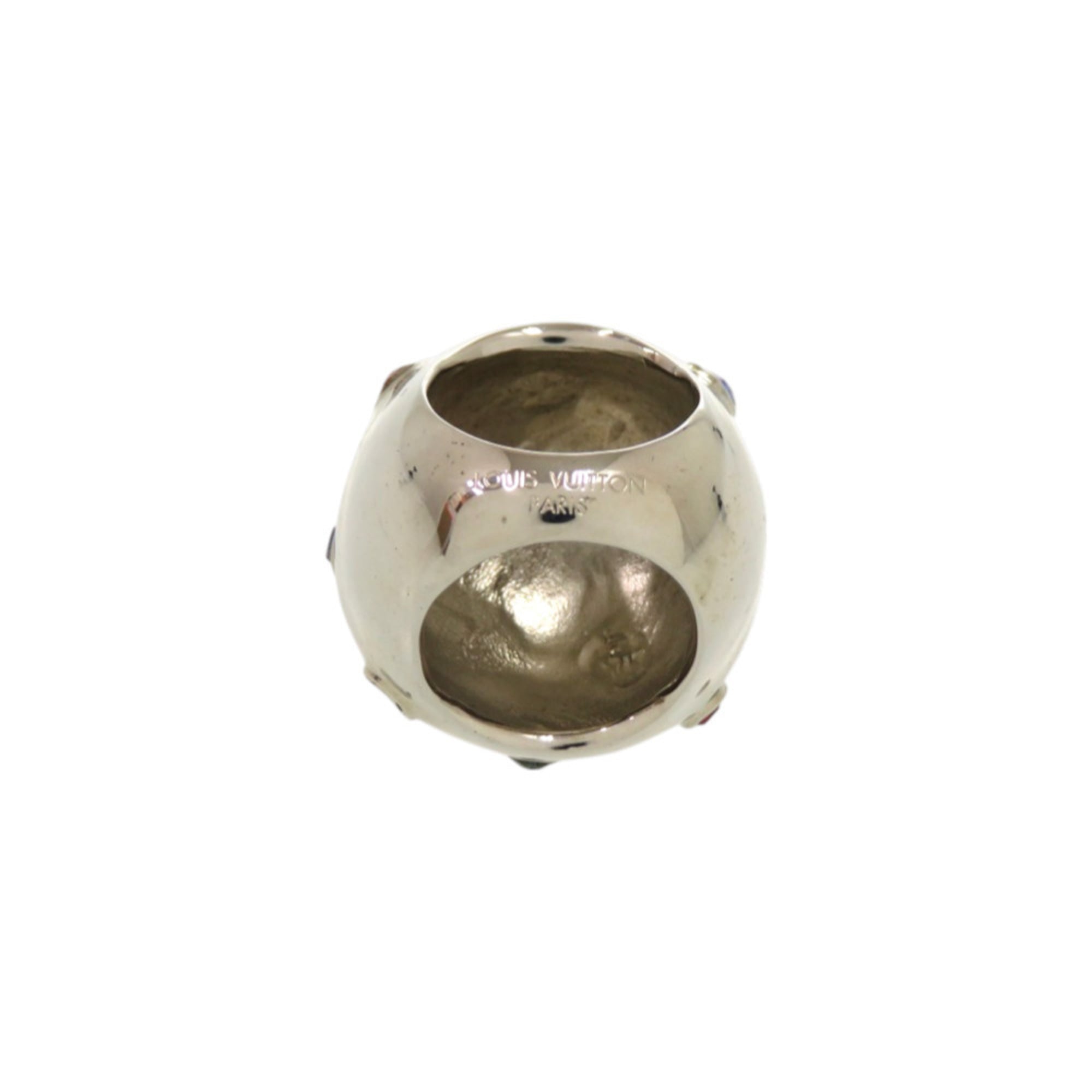 Louis Vuitton Silver Multi-Color Metal Rhinestone Band Ring