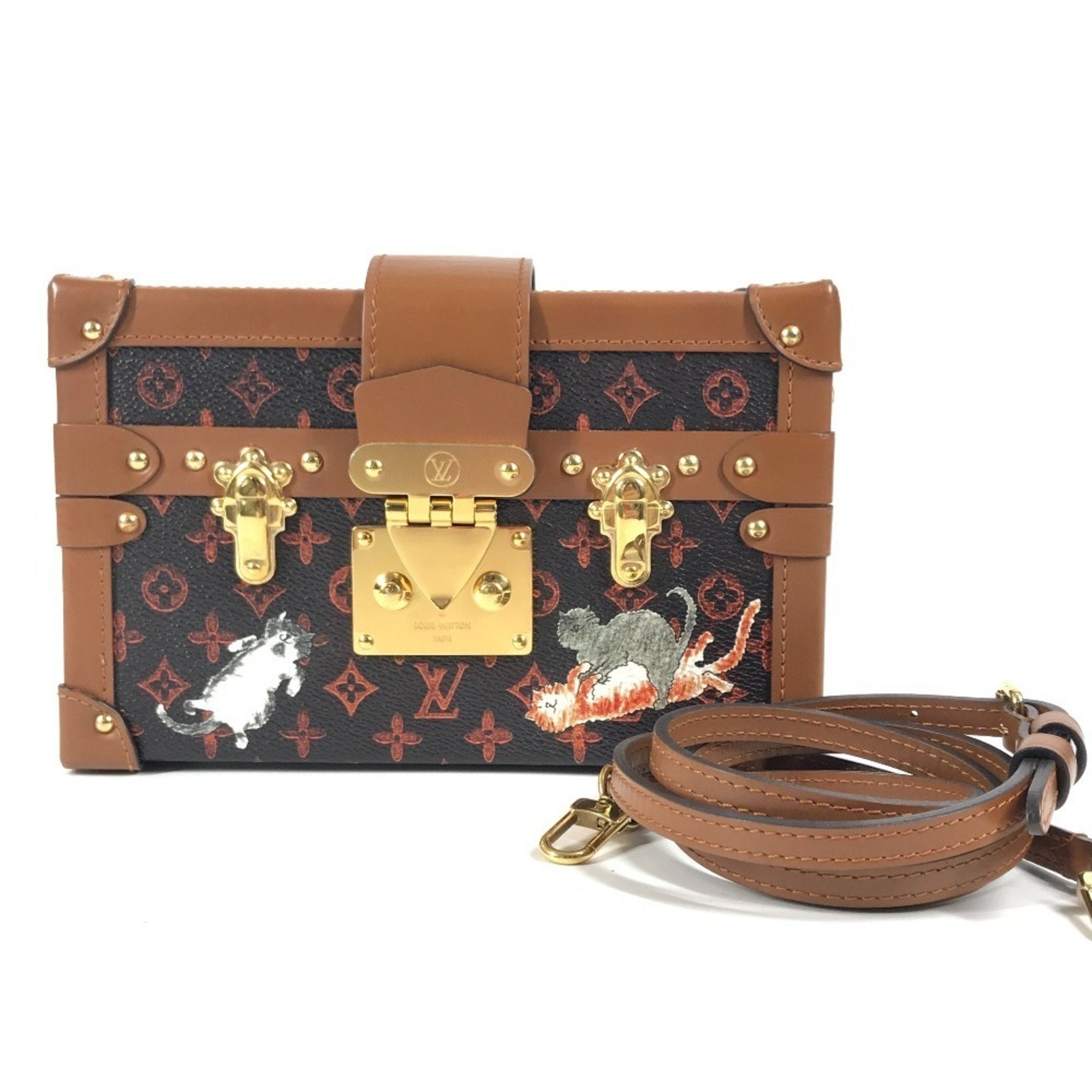 Louis Vuitton Brown Red Color Monogram Canvas Clutch Bag Shoulder Bag