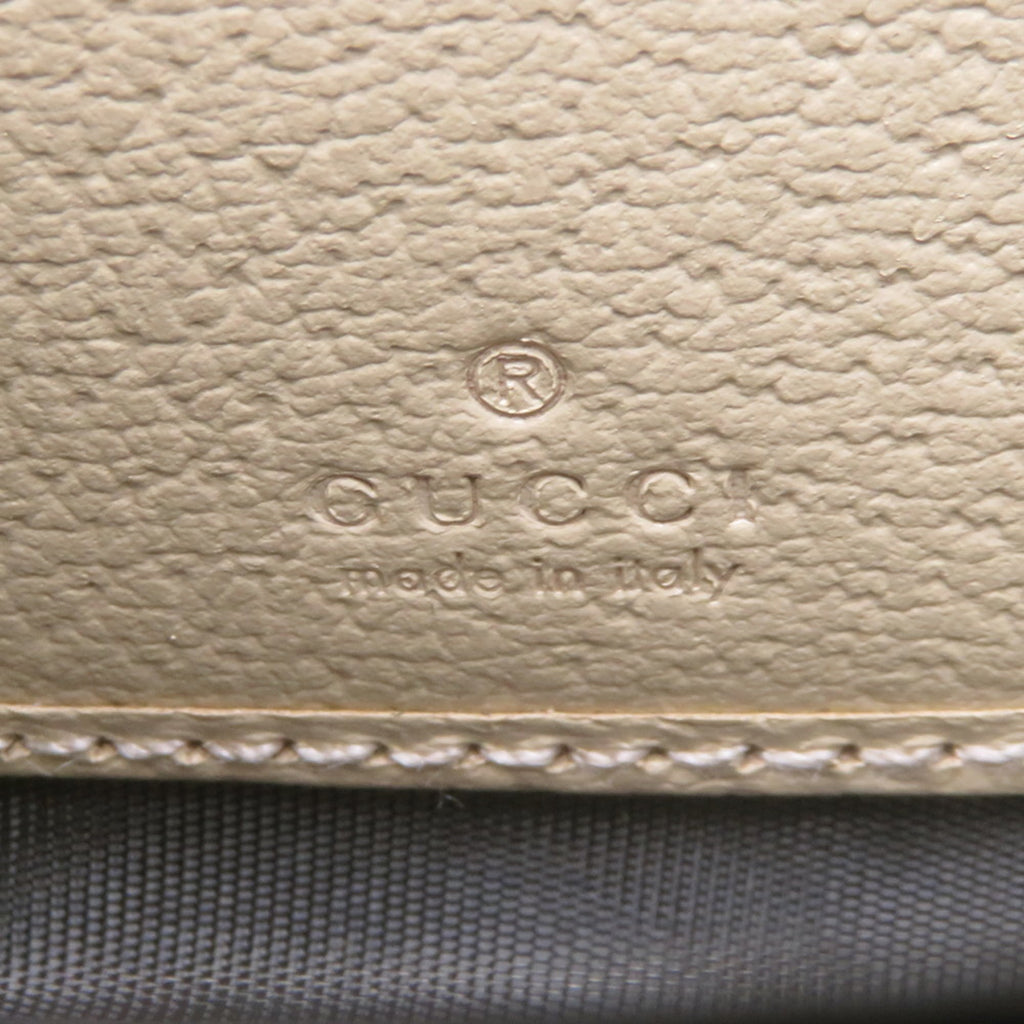 Gucci Beige Gray Nylon Leather Long Wallet (Bi-Fold) (Pre-Owned)