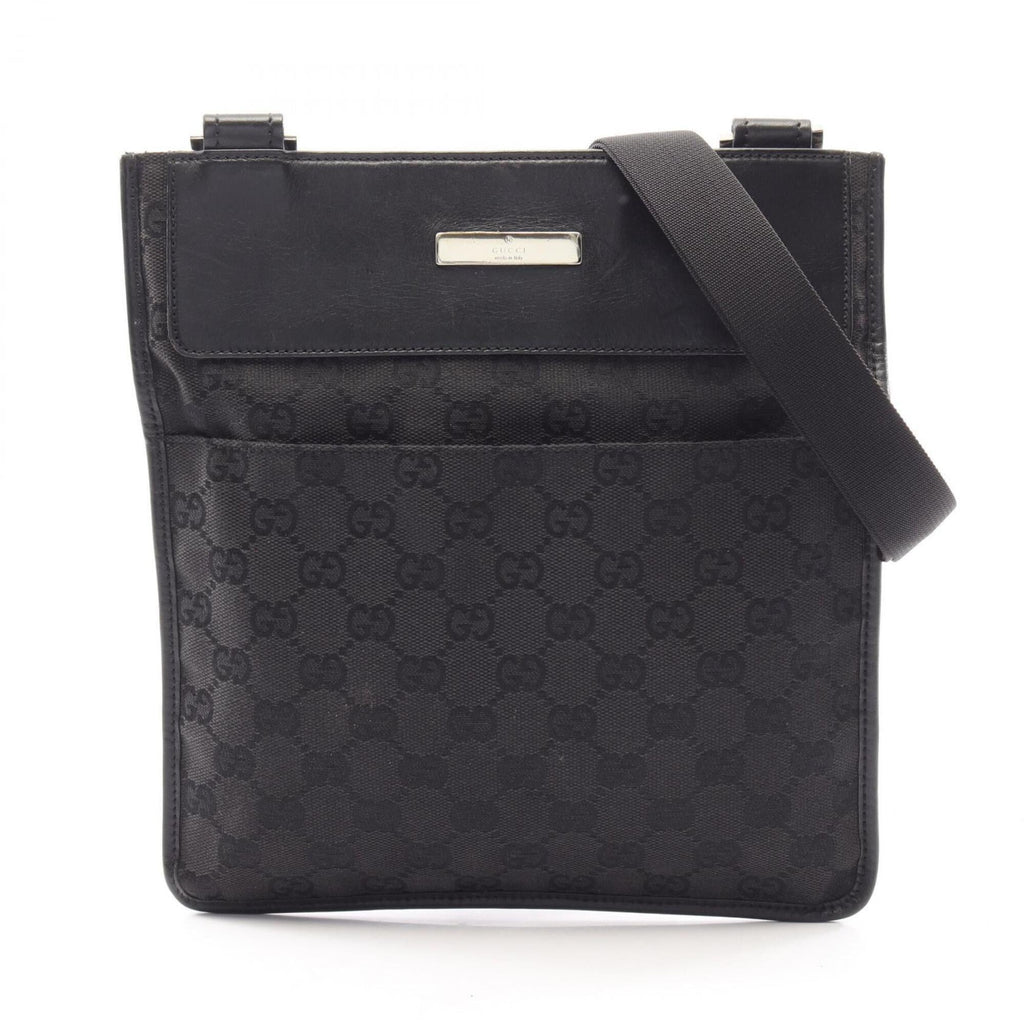Gucci Black Canvas Leather Handbag Shoulder Bag (Pre-Owned)