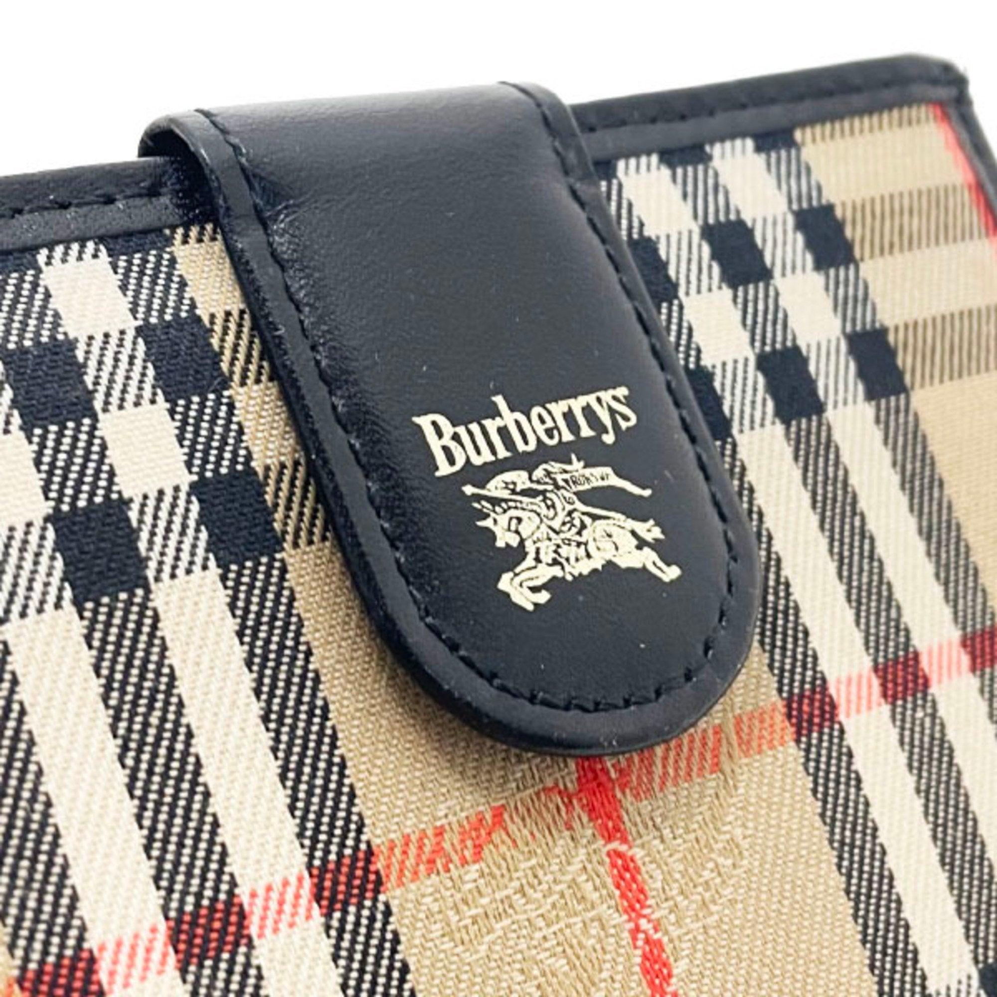 Burberry Beige Black Canvas Leather Wallet (Bi-Fold)