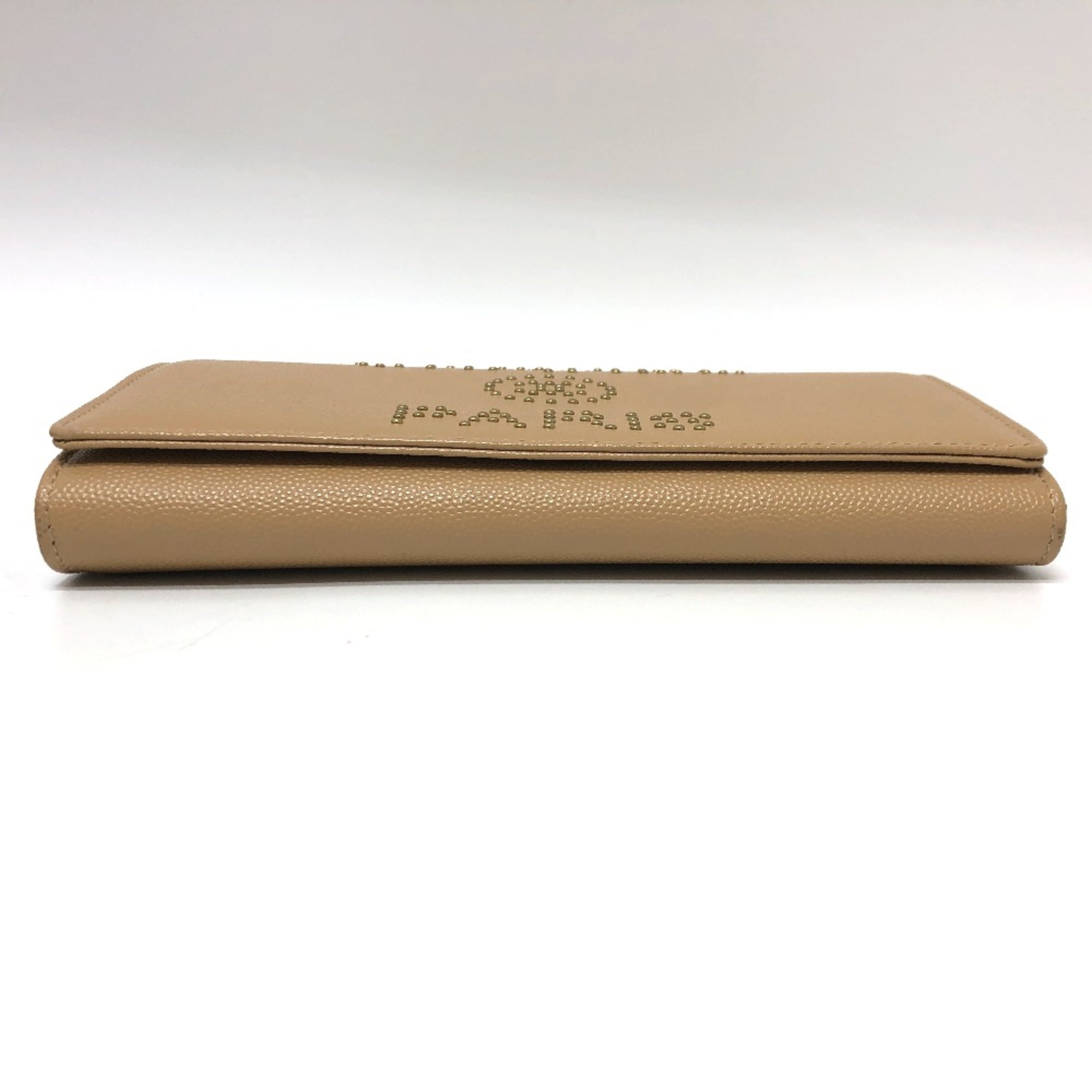 Chanel Beige Leather Long Wallet (Bi-Fold)