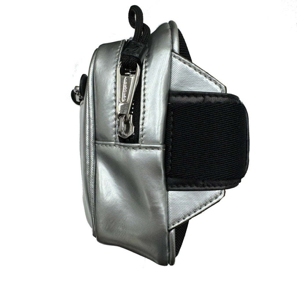 Burberry Metallic Silver Canvas Leather Shoulder Bag Sling Bag
