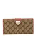 Gucci Beige Pink Gg Canvas Leather Long Wallet (Bi-Fold) (Pre-Owned)
