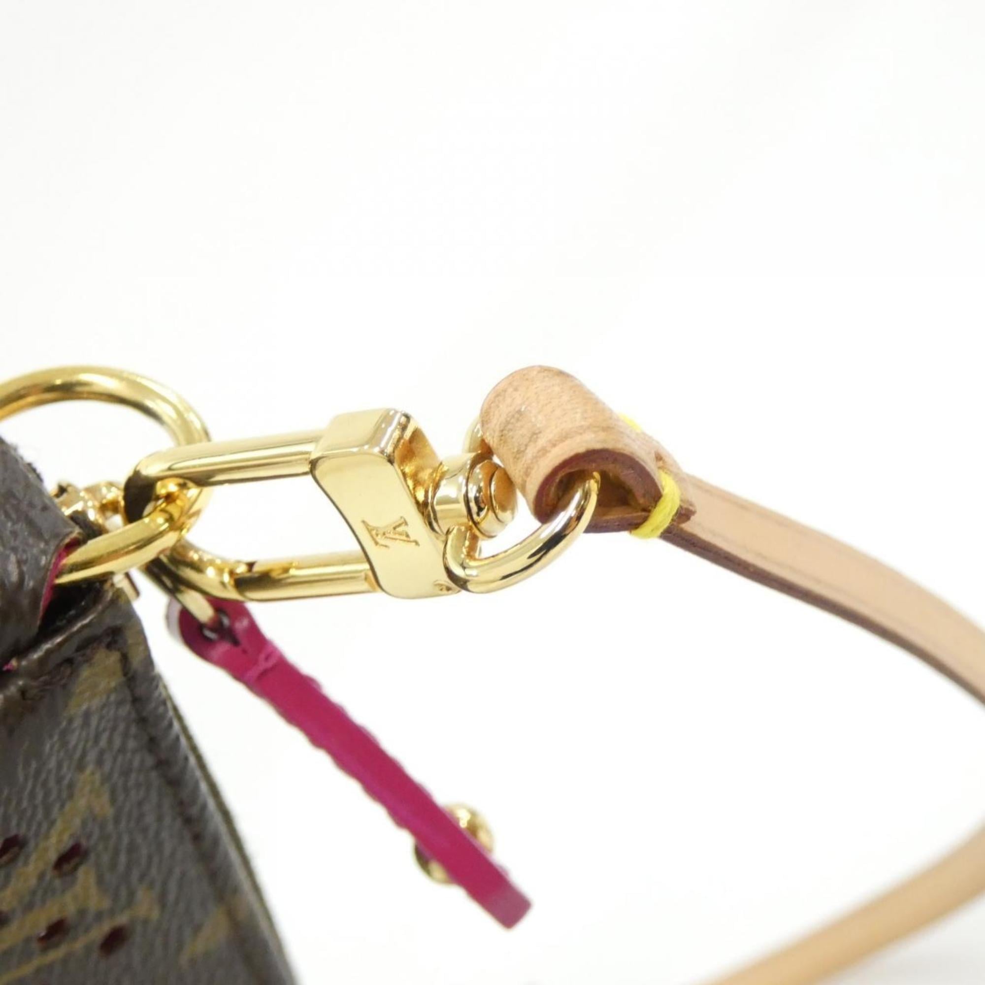 Louis Vuitton Monogram Perfo Fuchsia Marron Coated Canvas Handbag Pochette Pouch