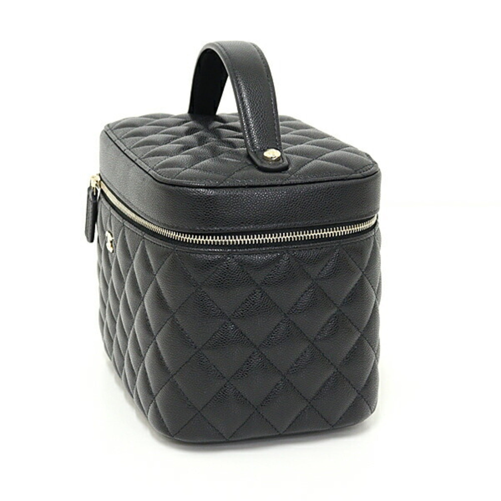 Chanel Black Grained Calfskin Handbag Vanity Bag
