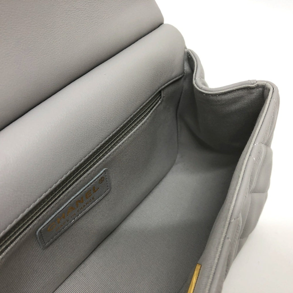 Chanel Gray Leather Shoulder Bag