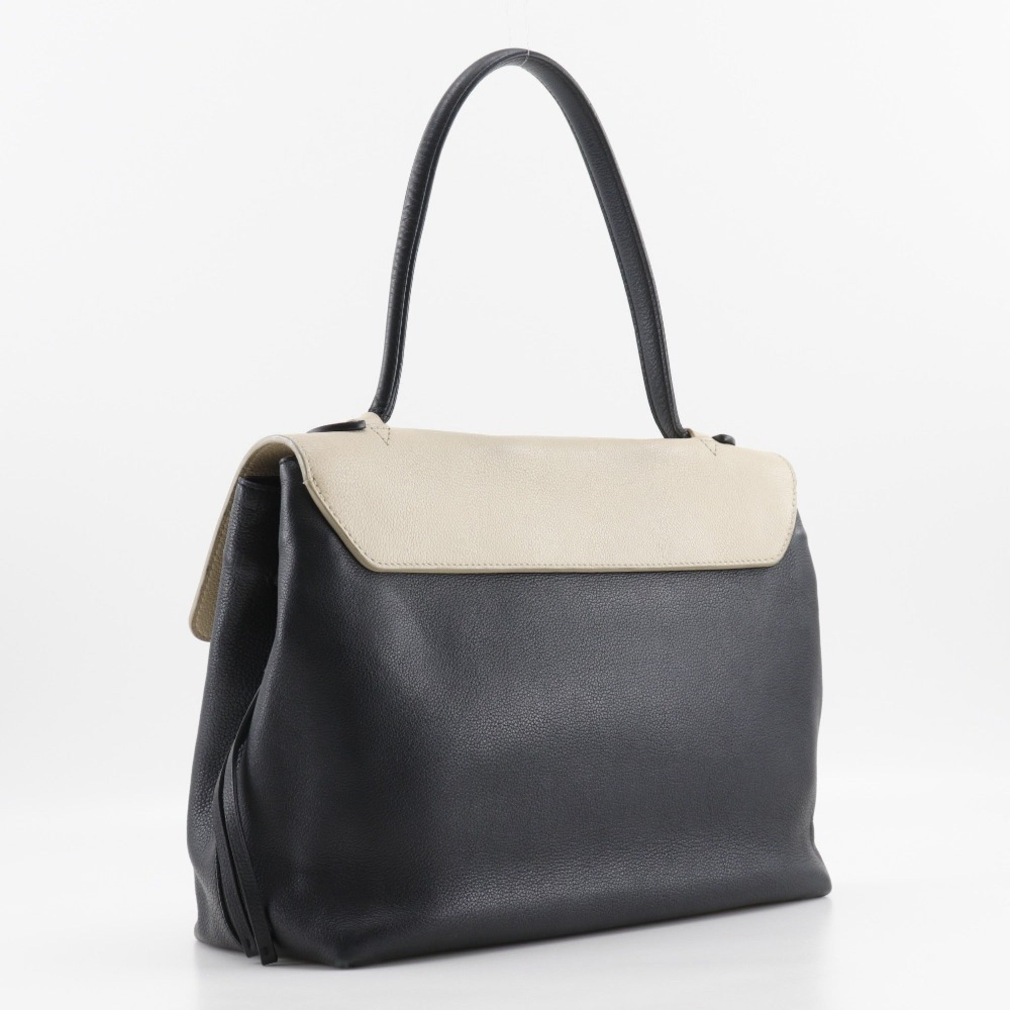 Louis Vuitton Beige Black Leather Tote Bag
