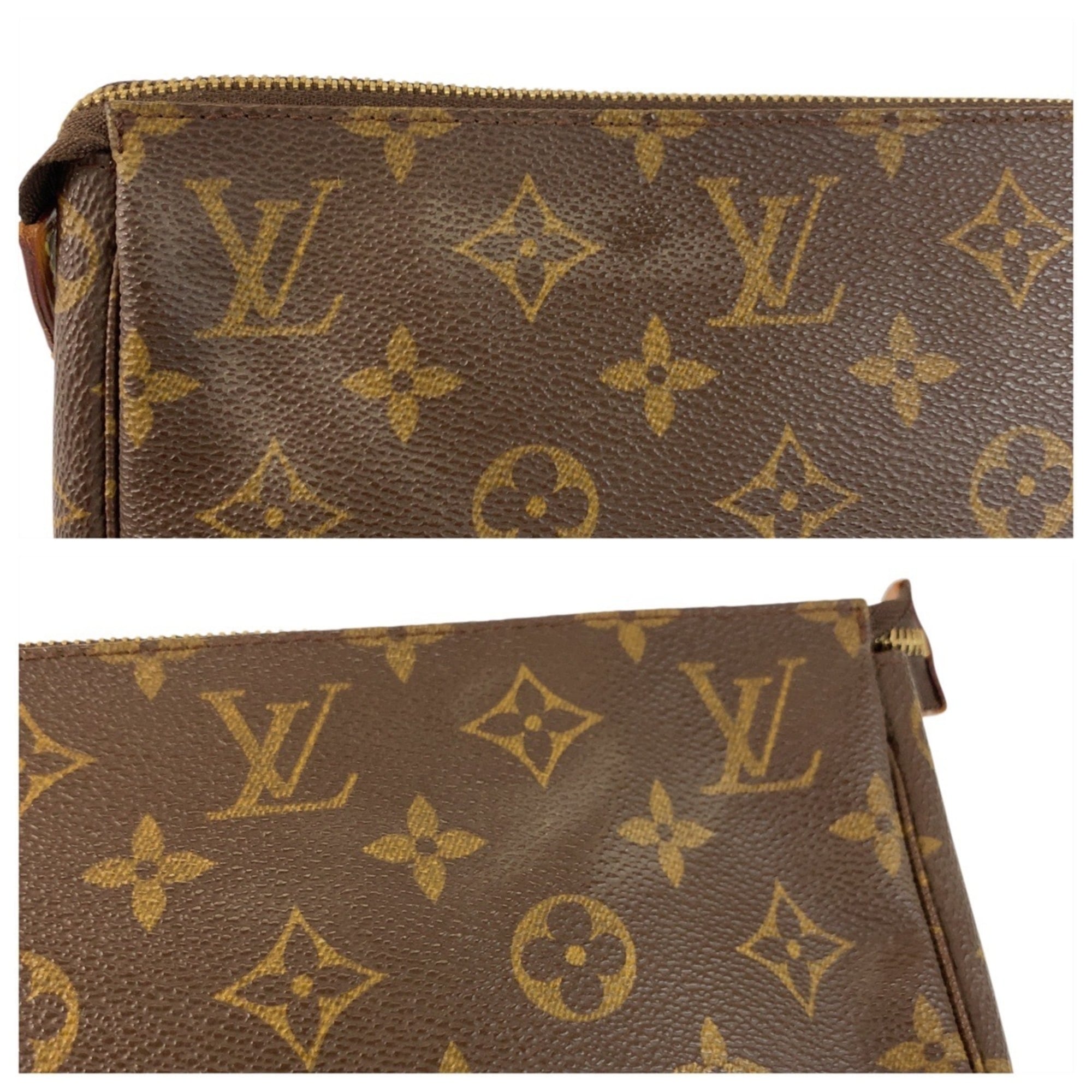 Louis Vuitton Brown Pvc Leather Handbag Pochette Pouch