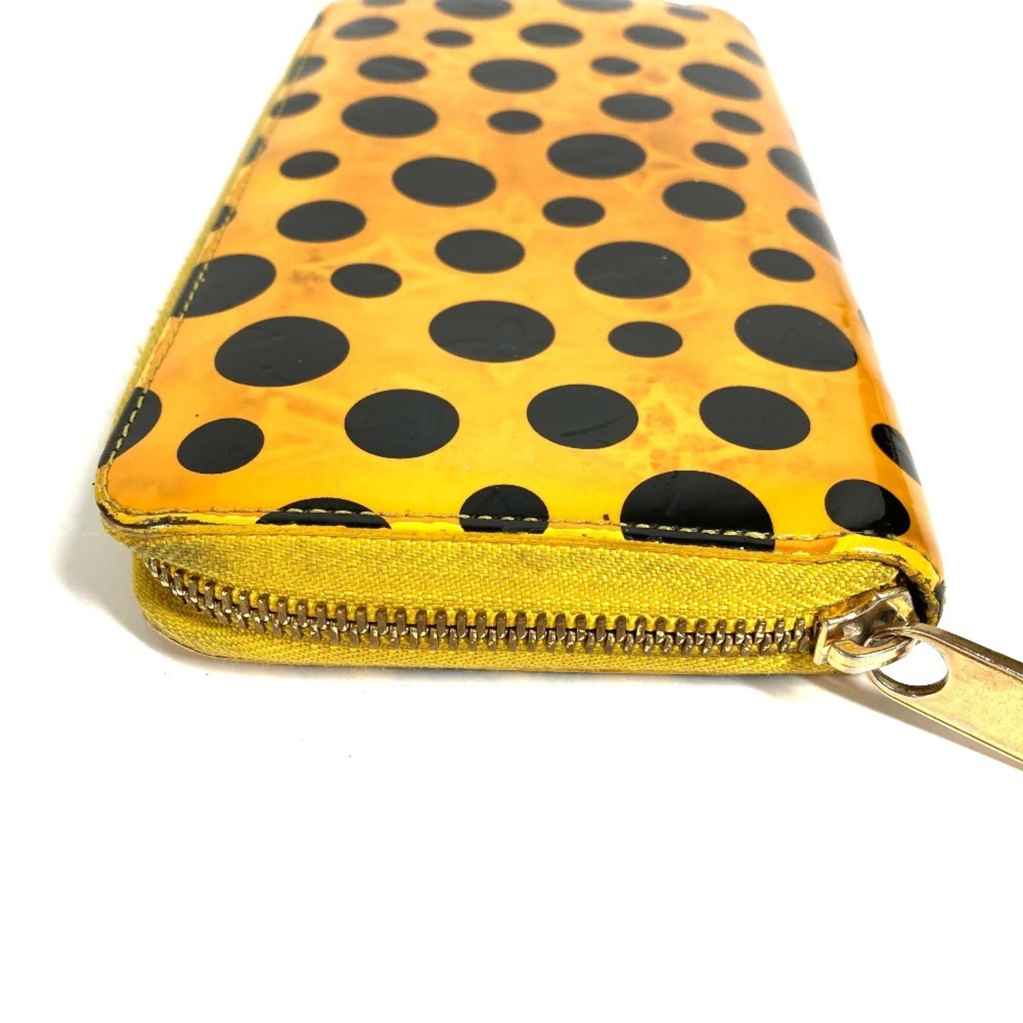 Louis Vuitton Dot Infinity (Yayoi Kusama) Black Yellow Patent Leather Long Wallet