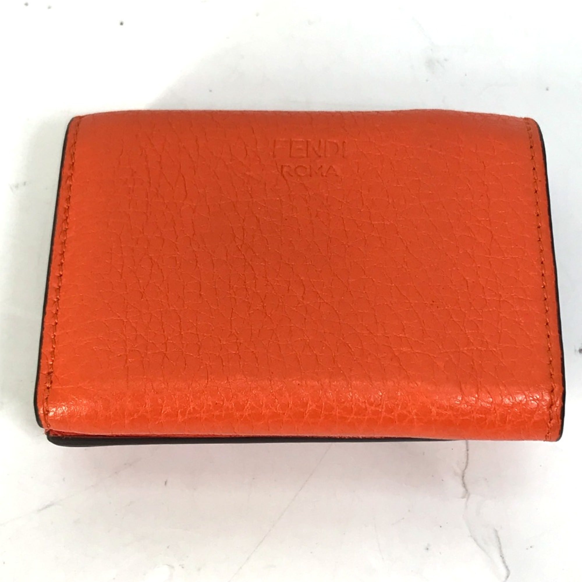 Fendi Orange Leather Wallet (Tri-Fold)