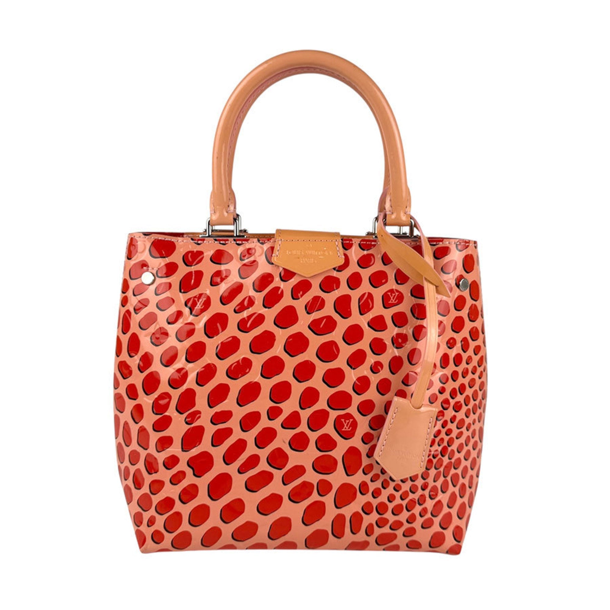 Louis Vuitton Pink Beige Red Color Patent Leather Handbag Shoulder Bag