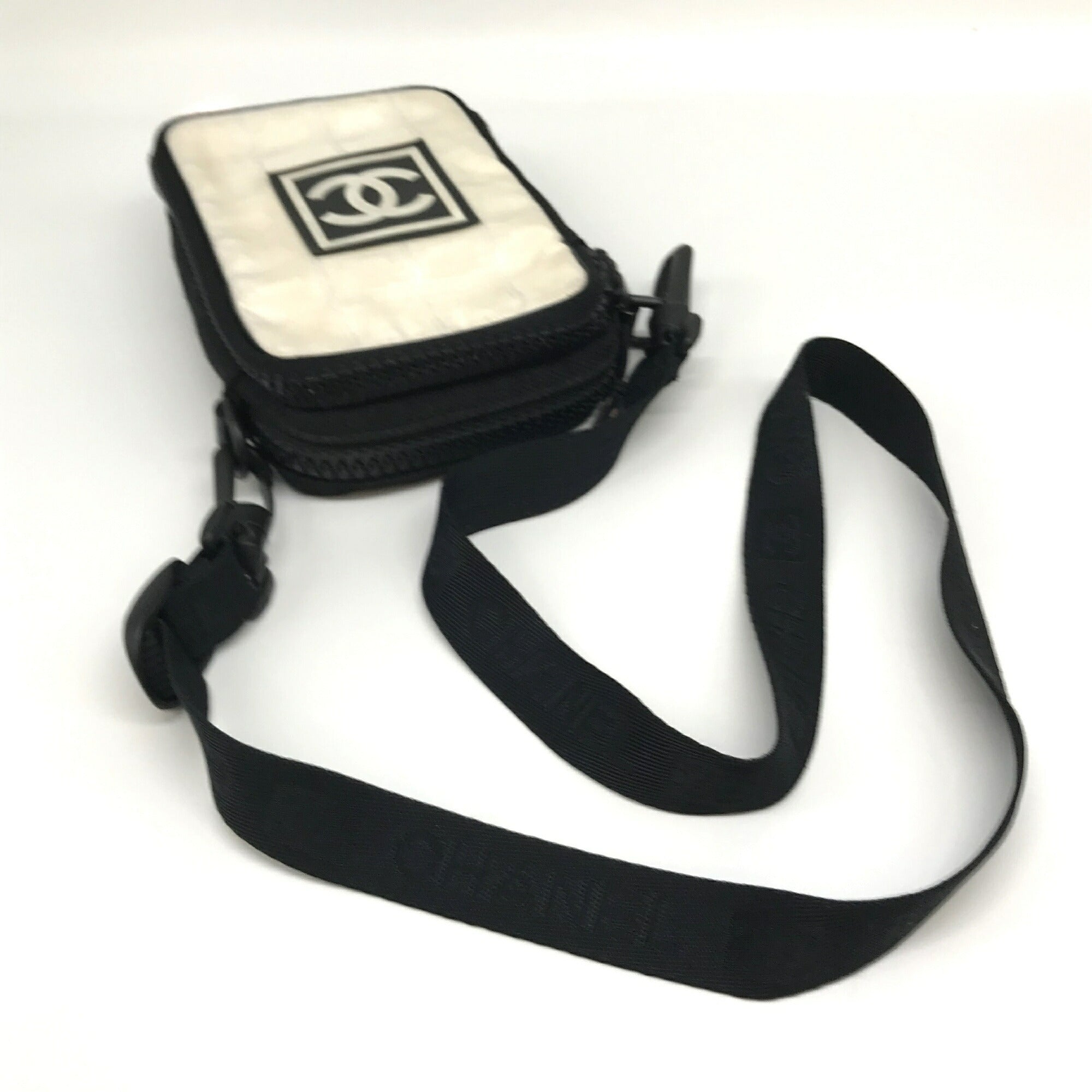 Chanel Sport Black Ivory Nylon Shoulder Bag