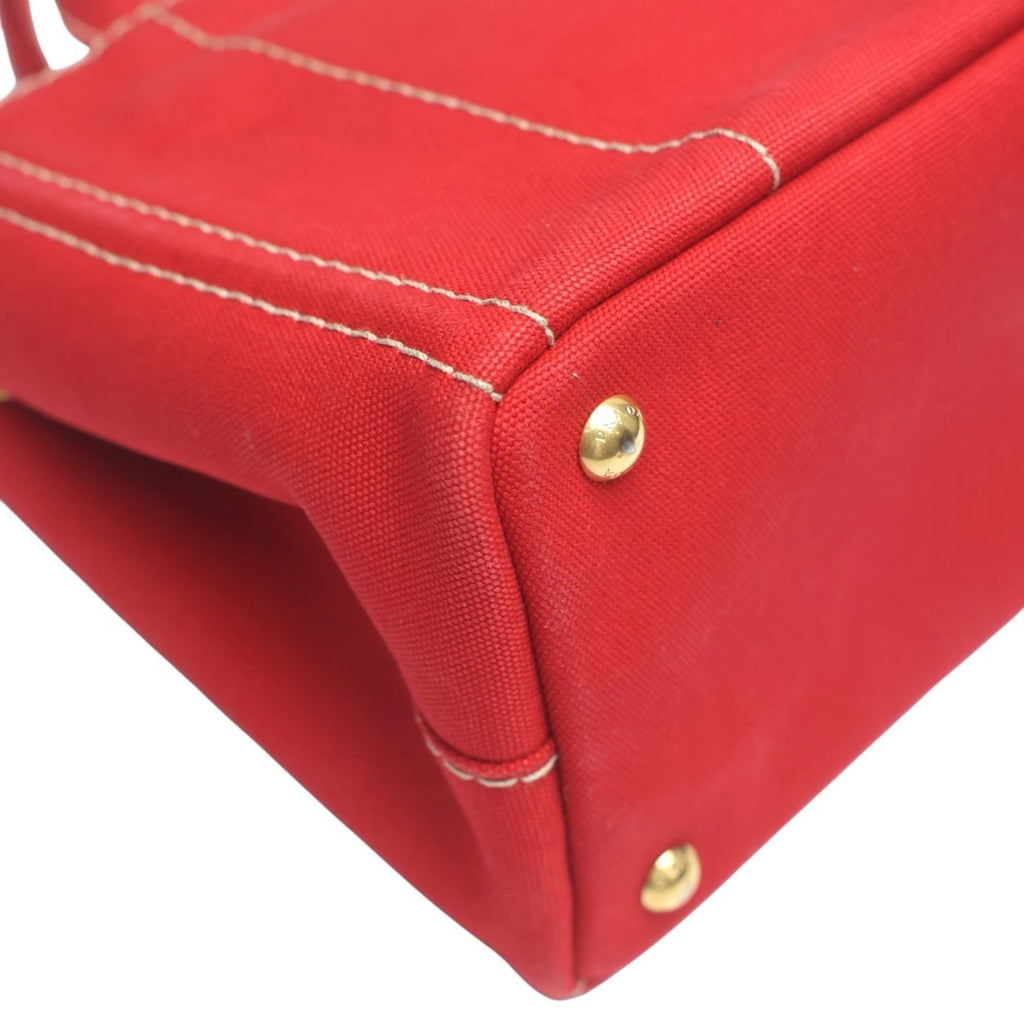 Prada Red Color Canvas Tote Bag