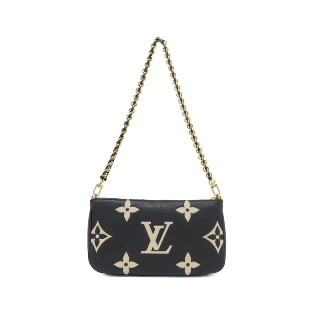 Louis Vuitton Beige Black Leather Pochette Pouch Shoulder Bag