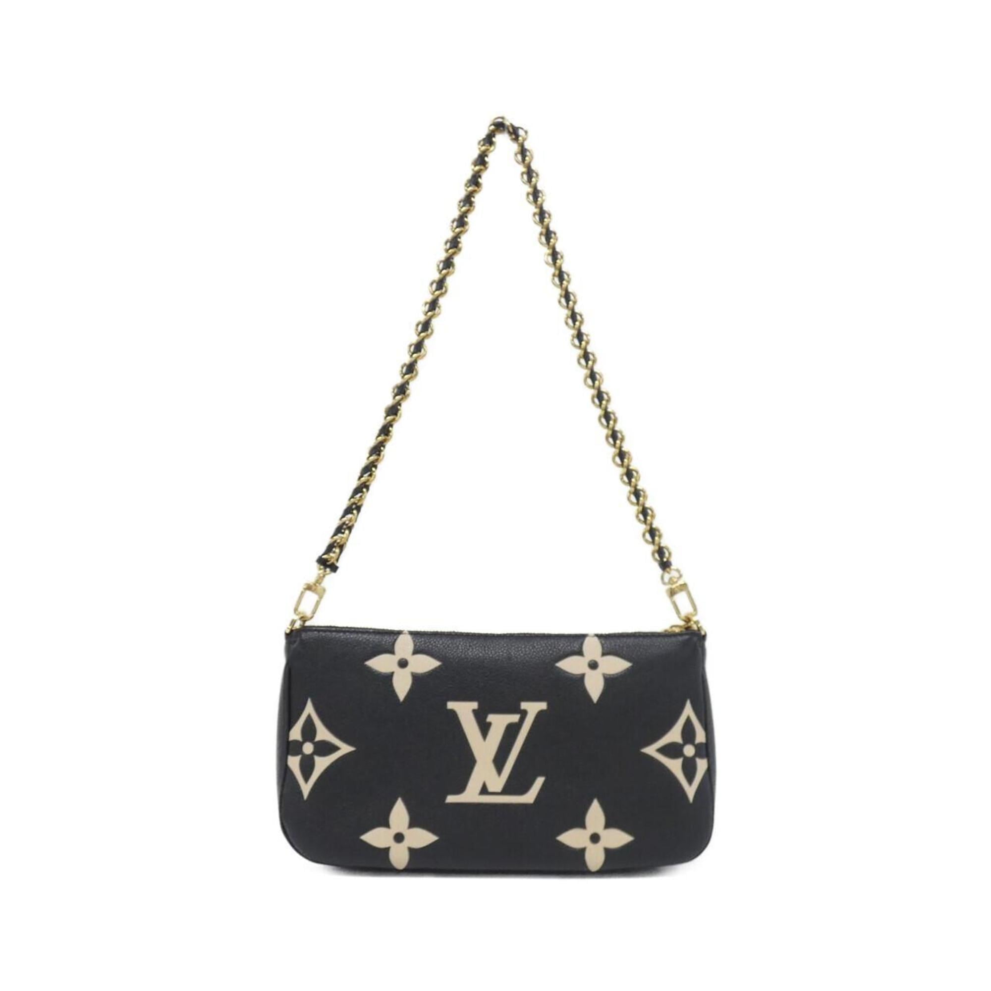 Louis Vuitton Beige Black Leather Pochette Pouch Shoulder Bag