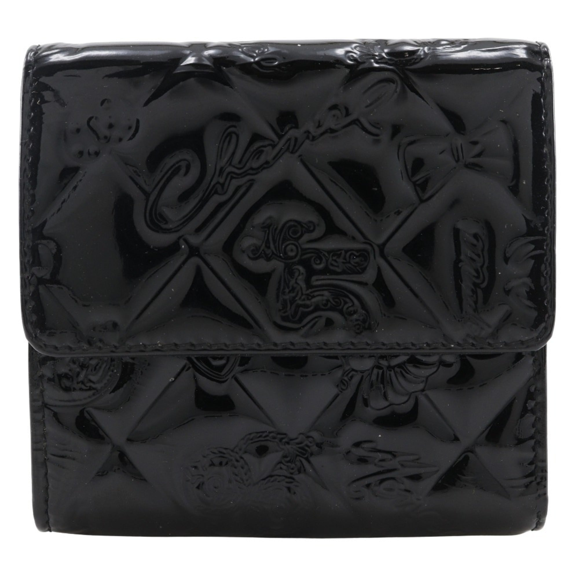 Chanel Black Patent Leather Wallet (Tri-Fold)